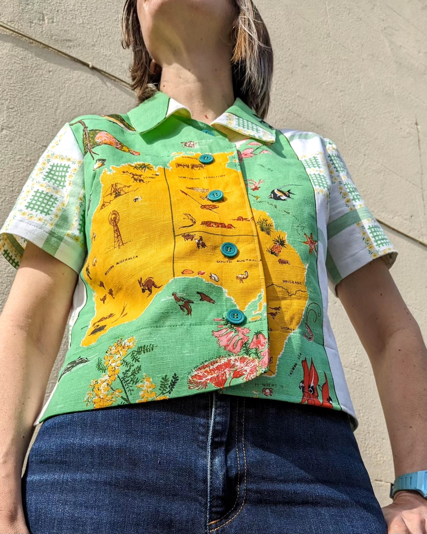 Handmade Vintage Australian Teatowel Shirt
