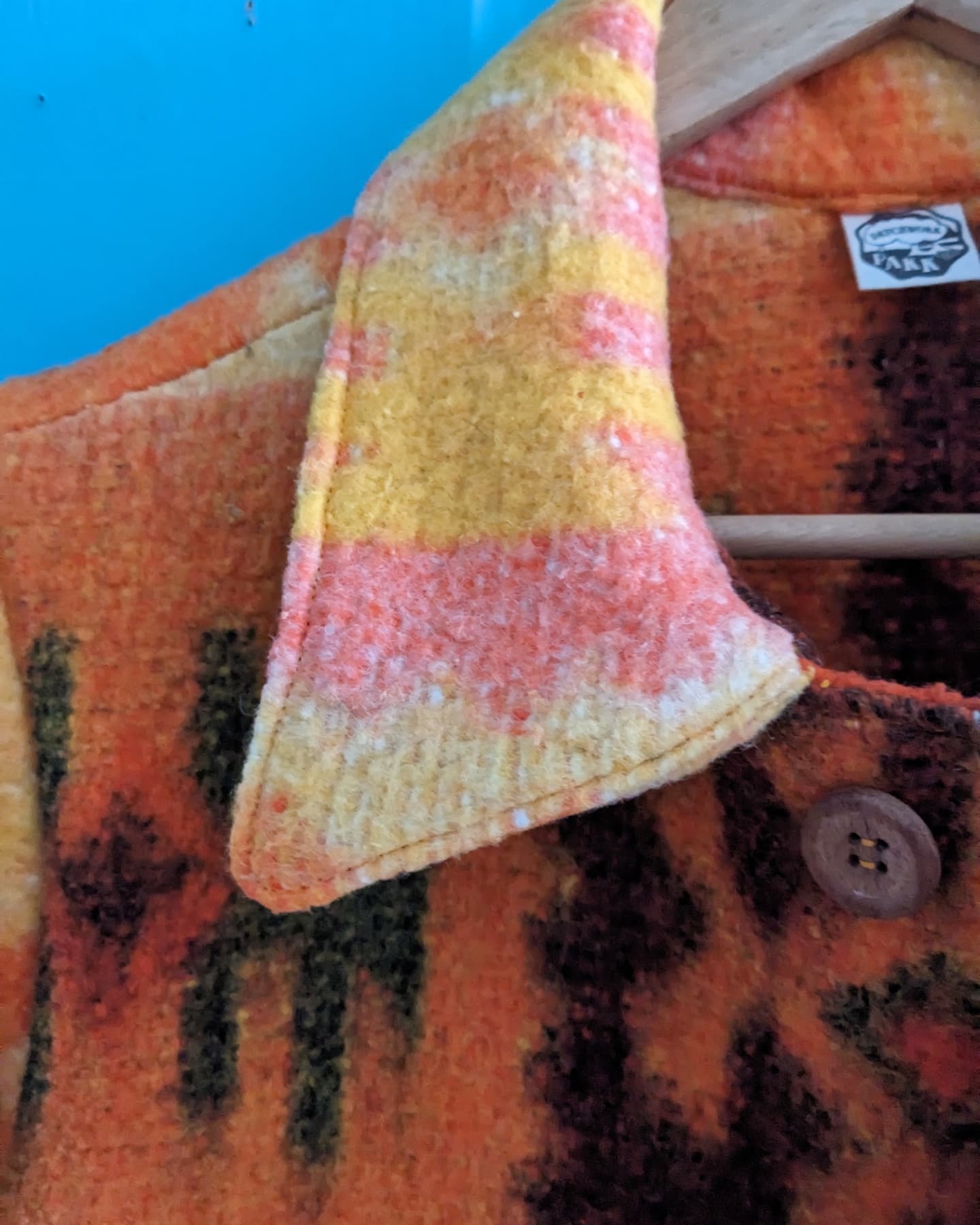 Vintage Orange Abstract Blanket Jacket