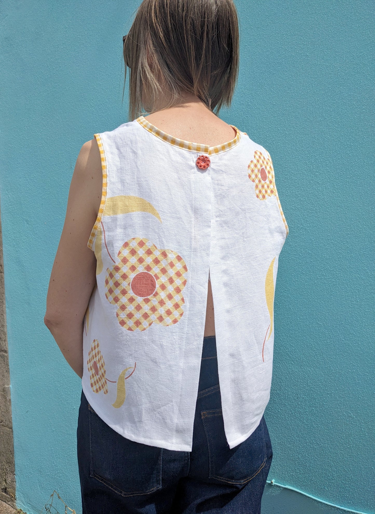 Handmade Vintage linen Tablecloth Top