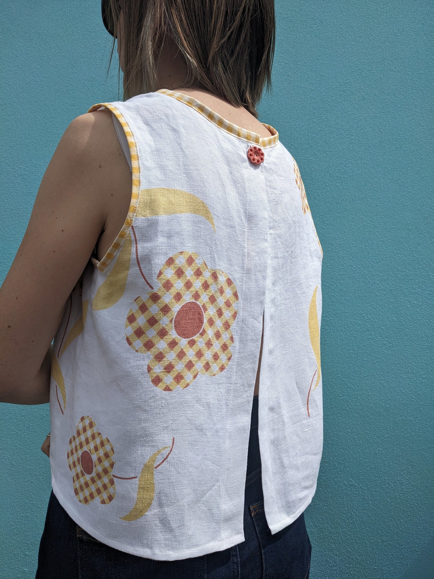 Handmade Vintage linen Tablecloth Top