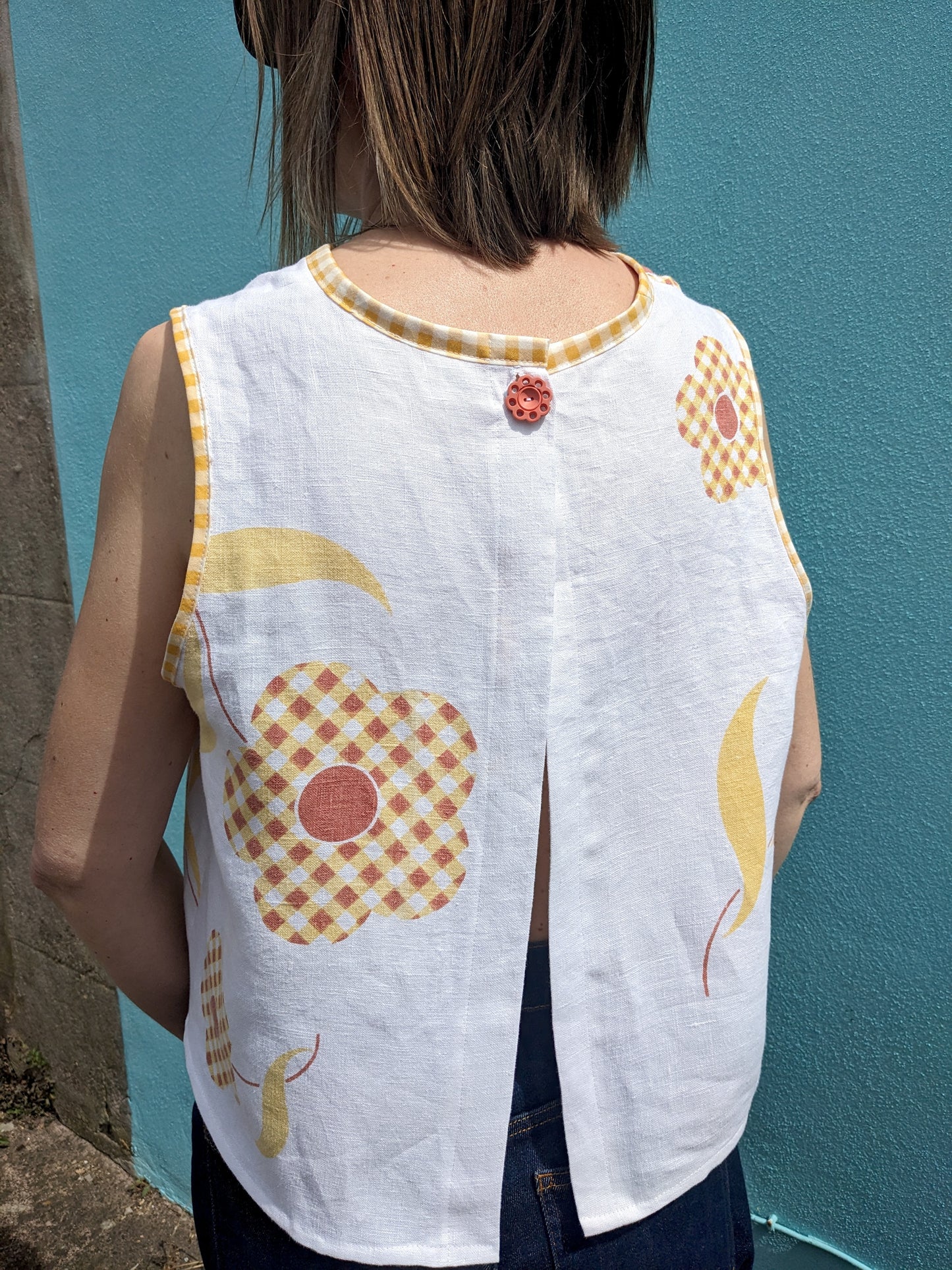 Handmade Vintage linen Tablecloth Top