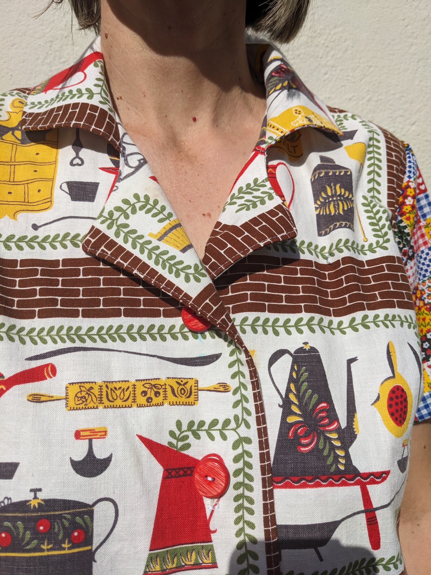 Handmade Vintage Kitchen/Patchwork Print Shirt