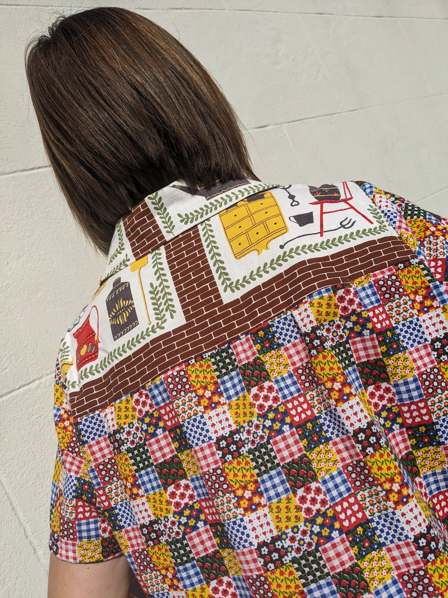 Handmade Vintage Kitchen/Patchwork Print Shirt