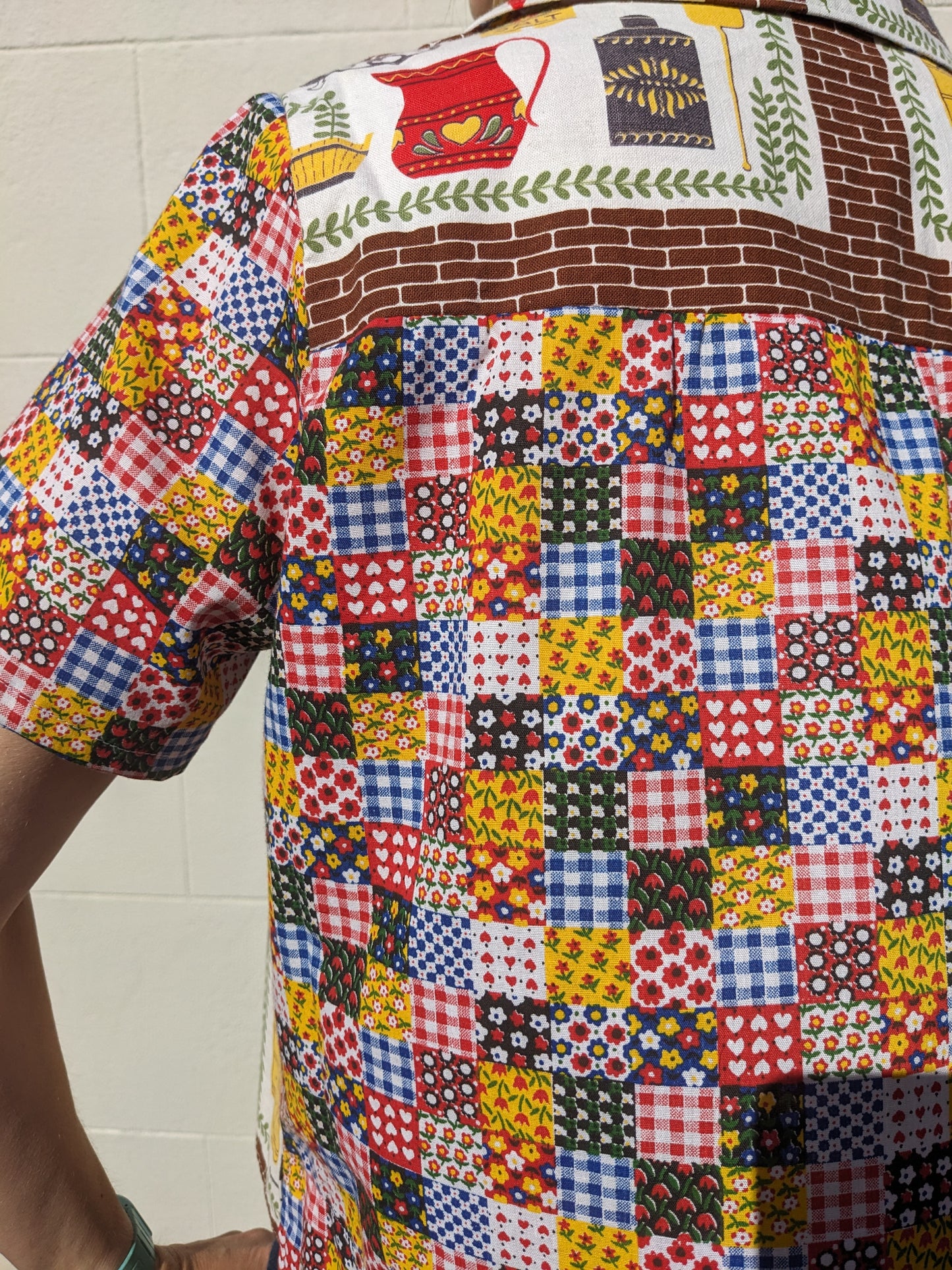 Handmade Vintage Kitchen/Patchwork Print Shirt