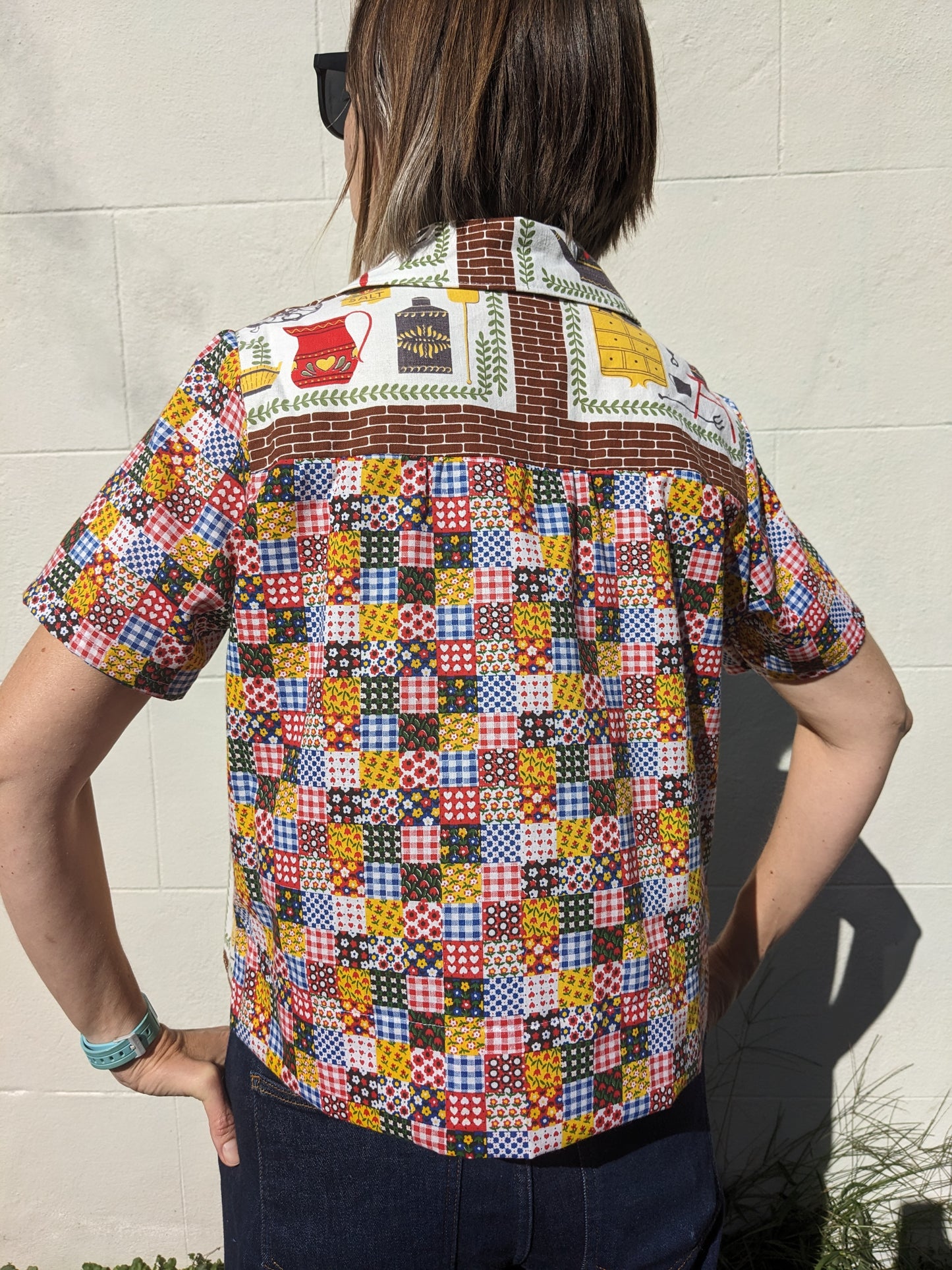 Handmade Vintage Kitchen/Patchwork Print Shirt