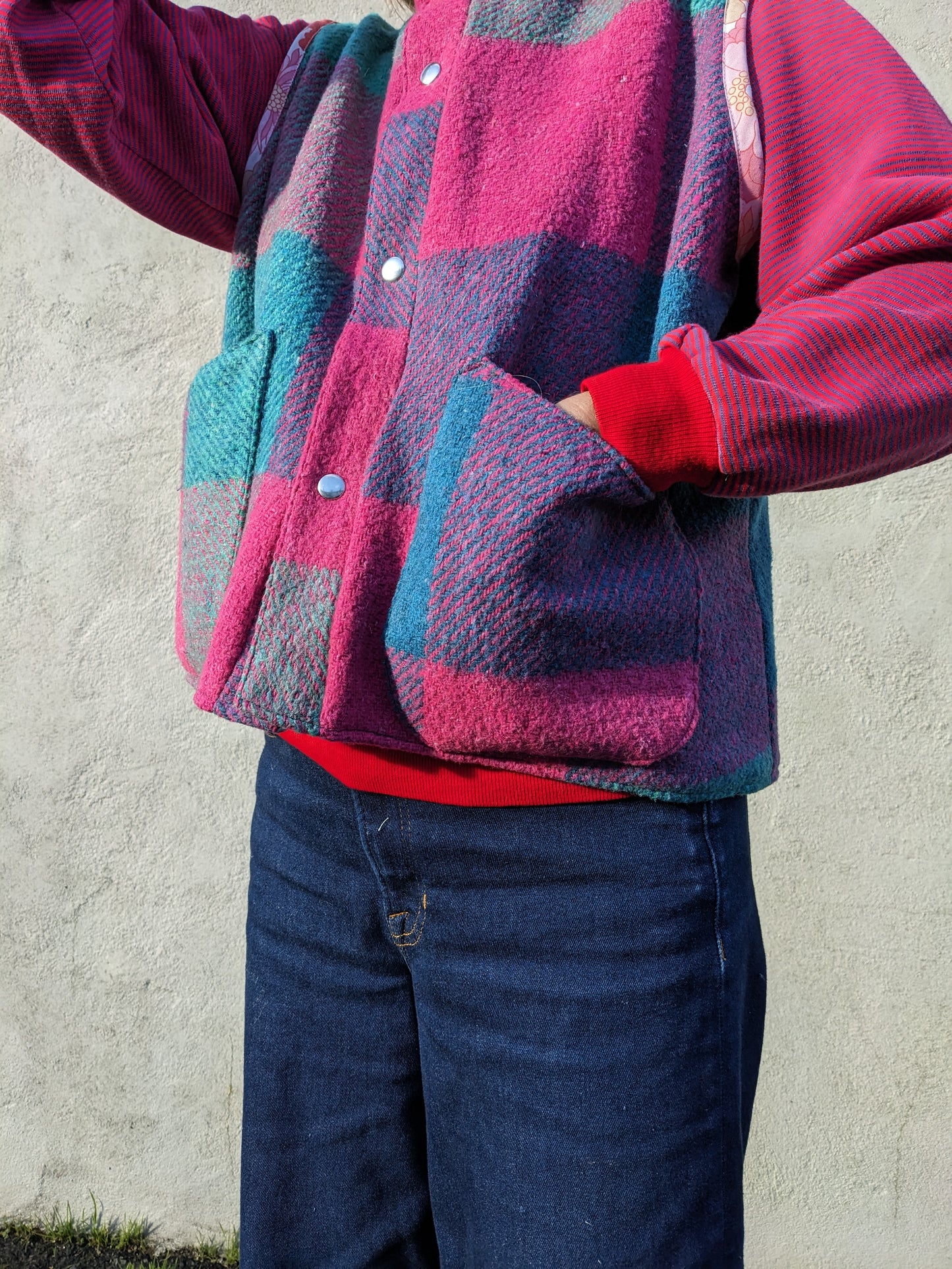 Vintage Checked Blanket Gilet