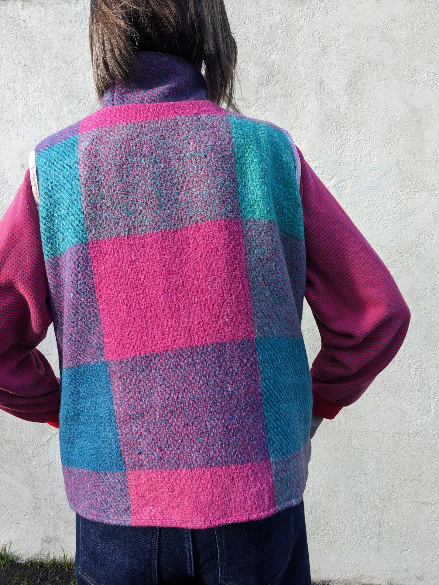 Vintage Checked Blanket Gilet