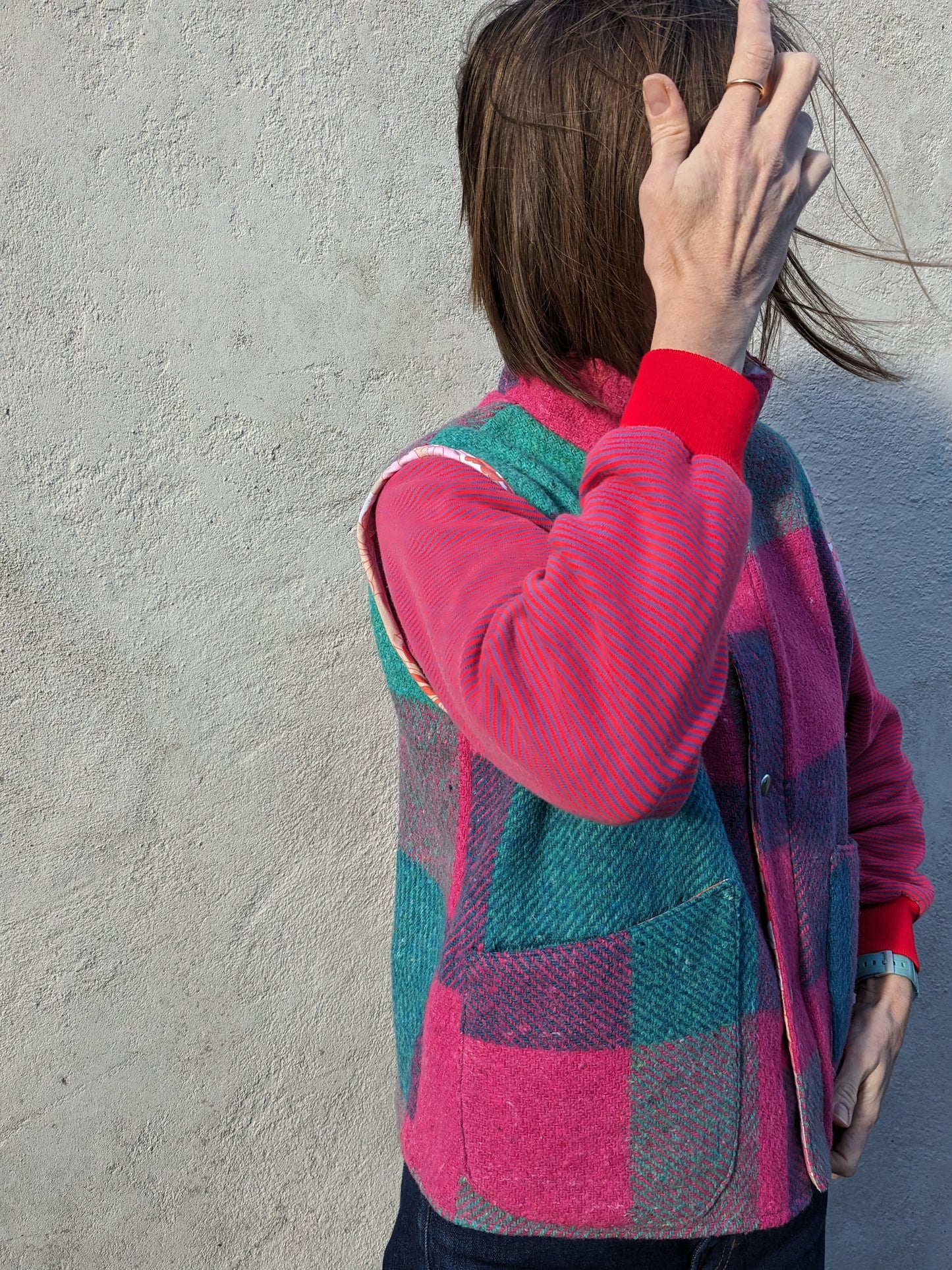 Vintage Checked Blanket Gilet