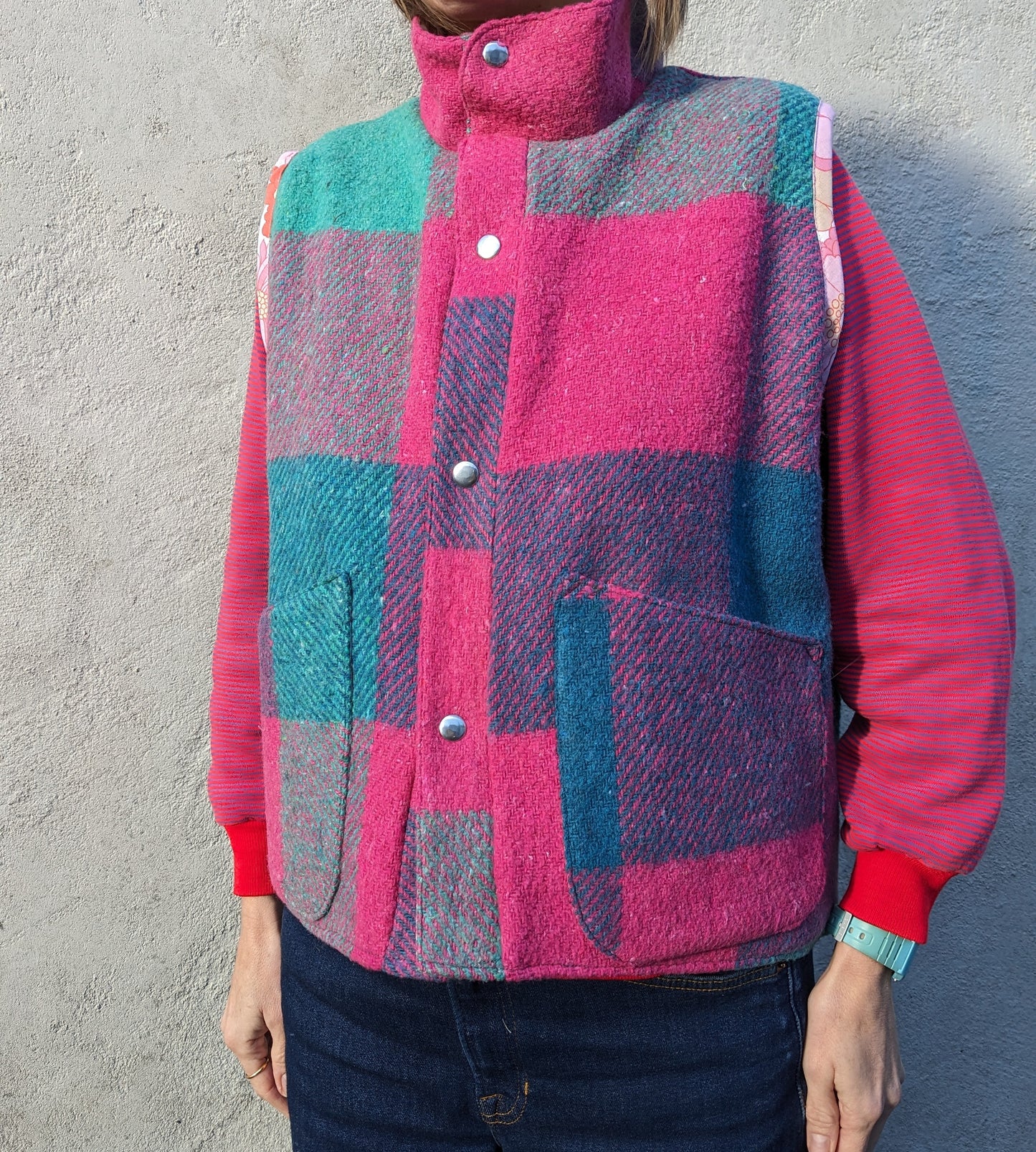 Vintage Checked Blanket Gilet