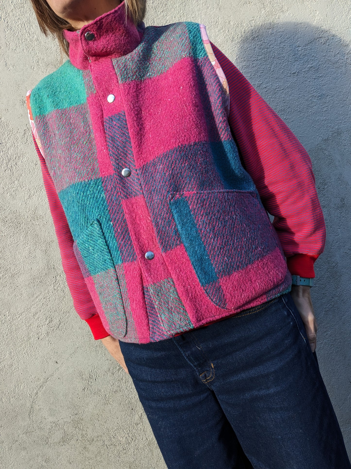 Vintage Checked Blanket Gilet