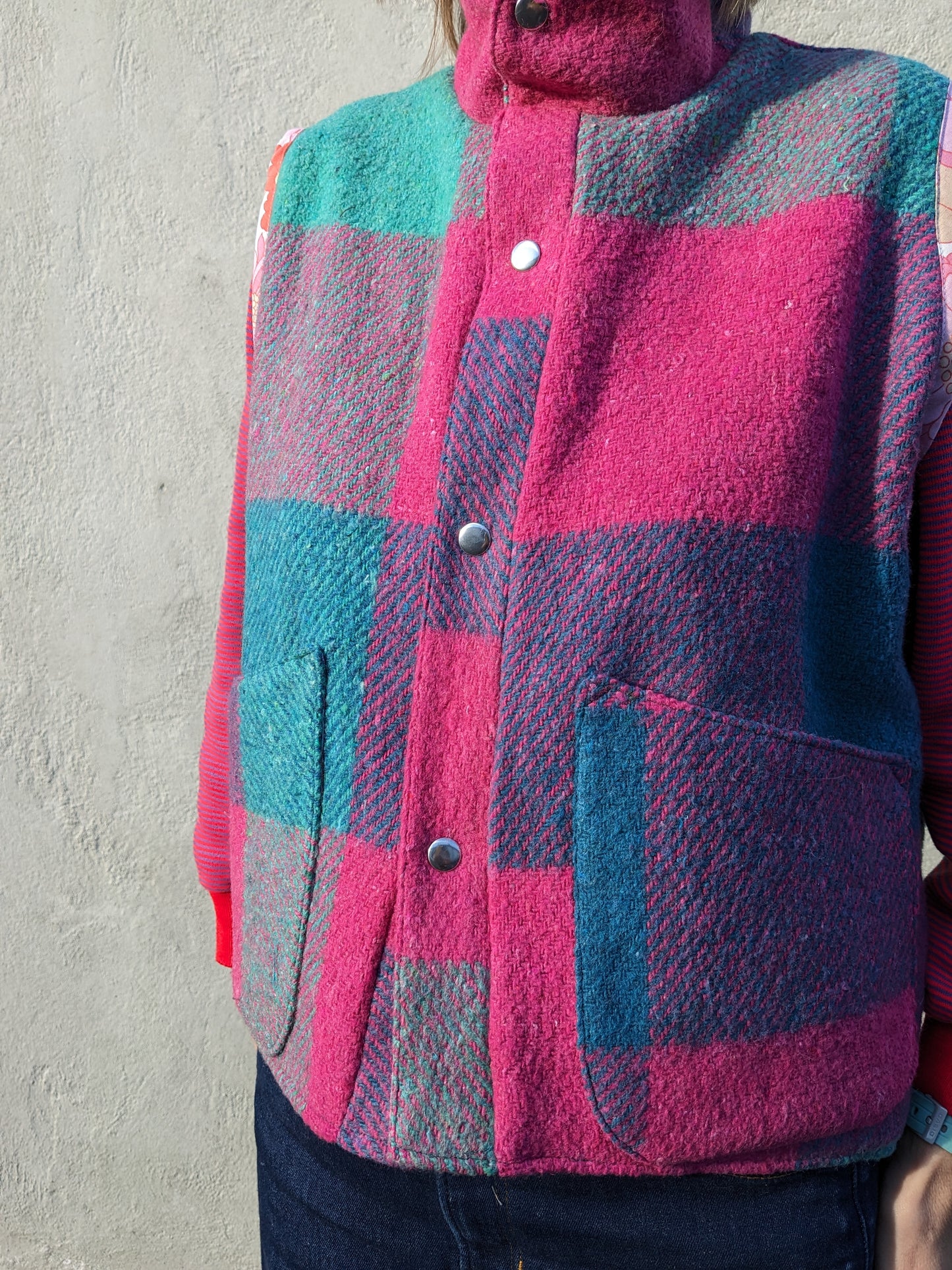 Vintage Checked Blanket Gilet