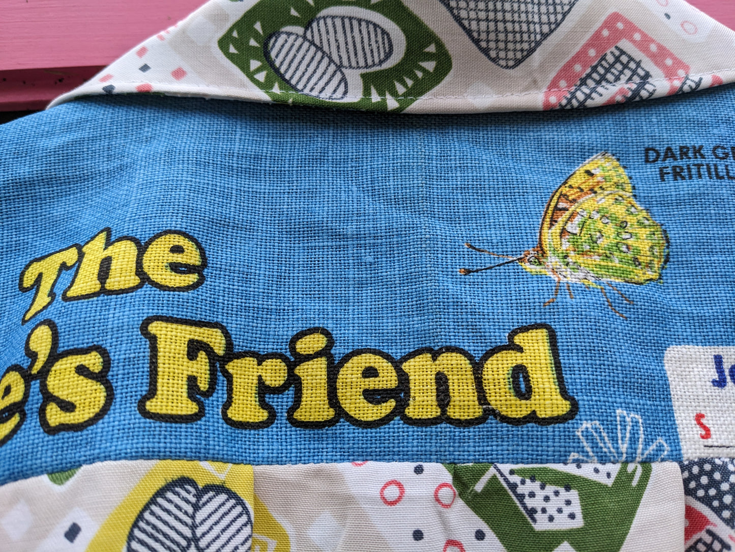 Handmade Vintage Butterfly Teatowel Shirt
