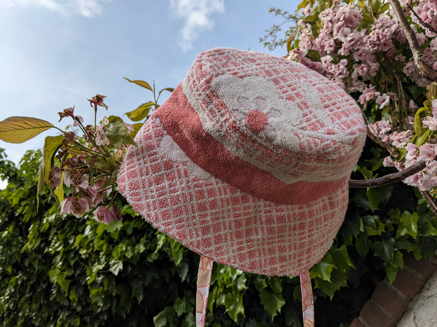 Handmade Vintage Towel hat with Straps