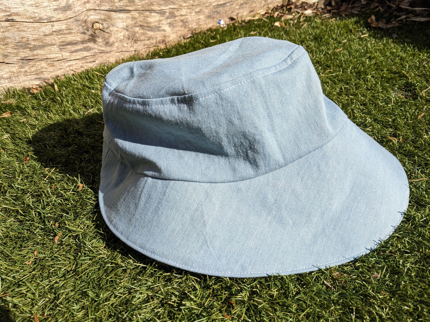 Vintage Denim and Ditsy Floral Print Sun Hat
