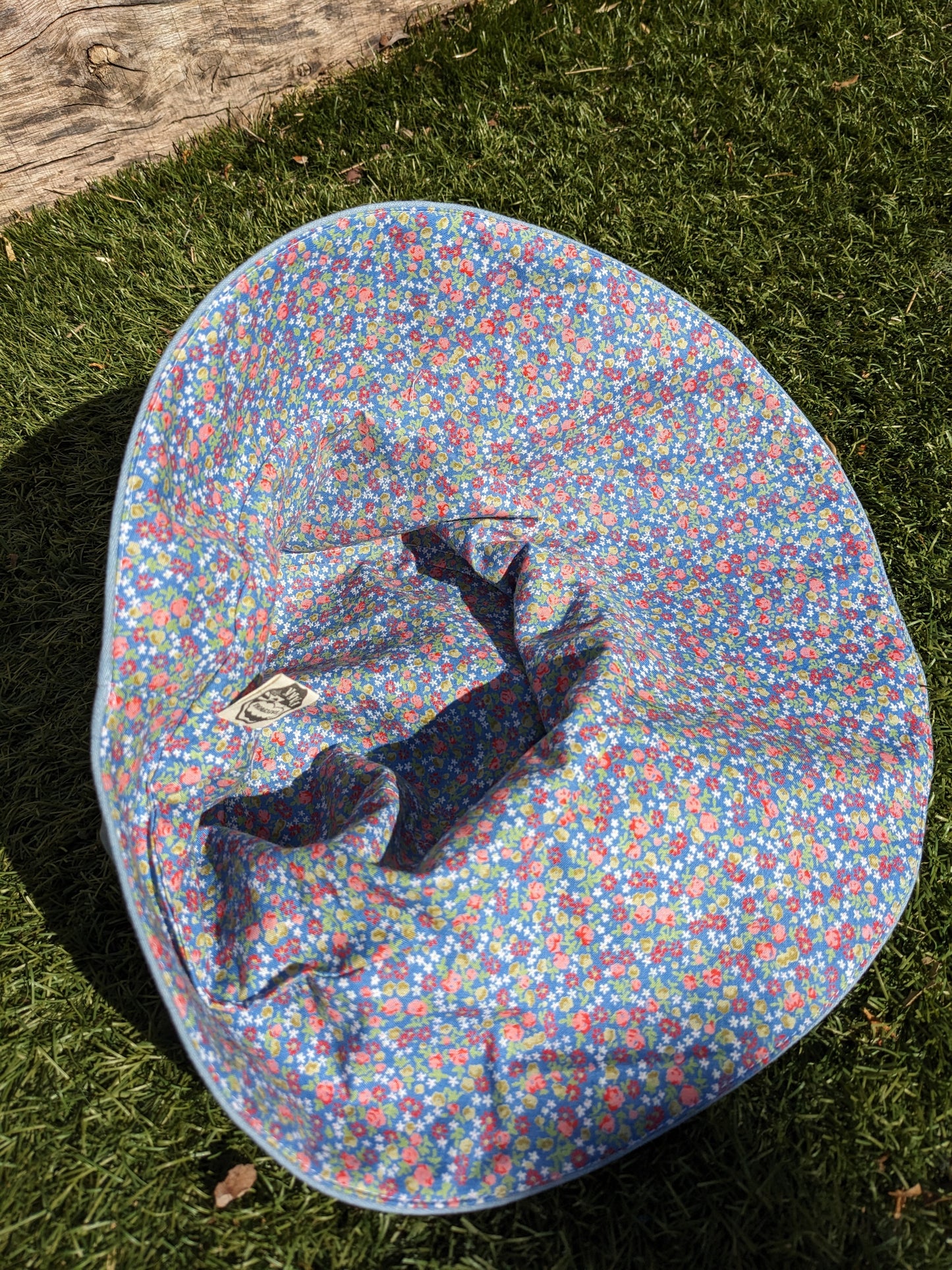 Vintage Denim and Ditsy Floral Print Sun Hat