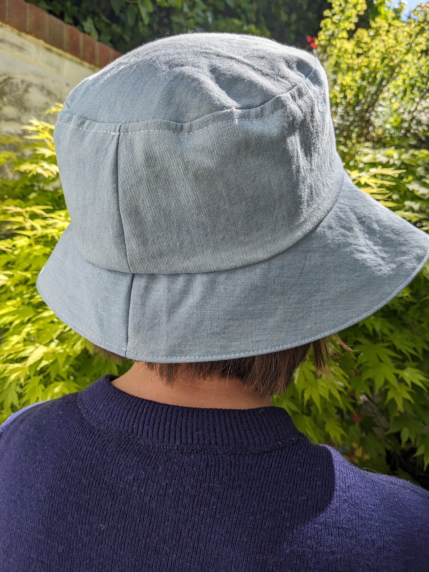 Vintage Denim and Ditsy Floral Print Sun Hat
