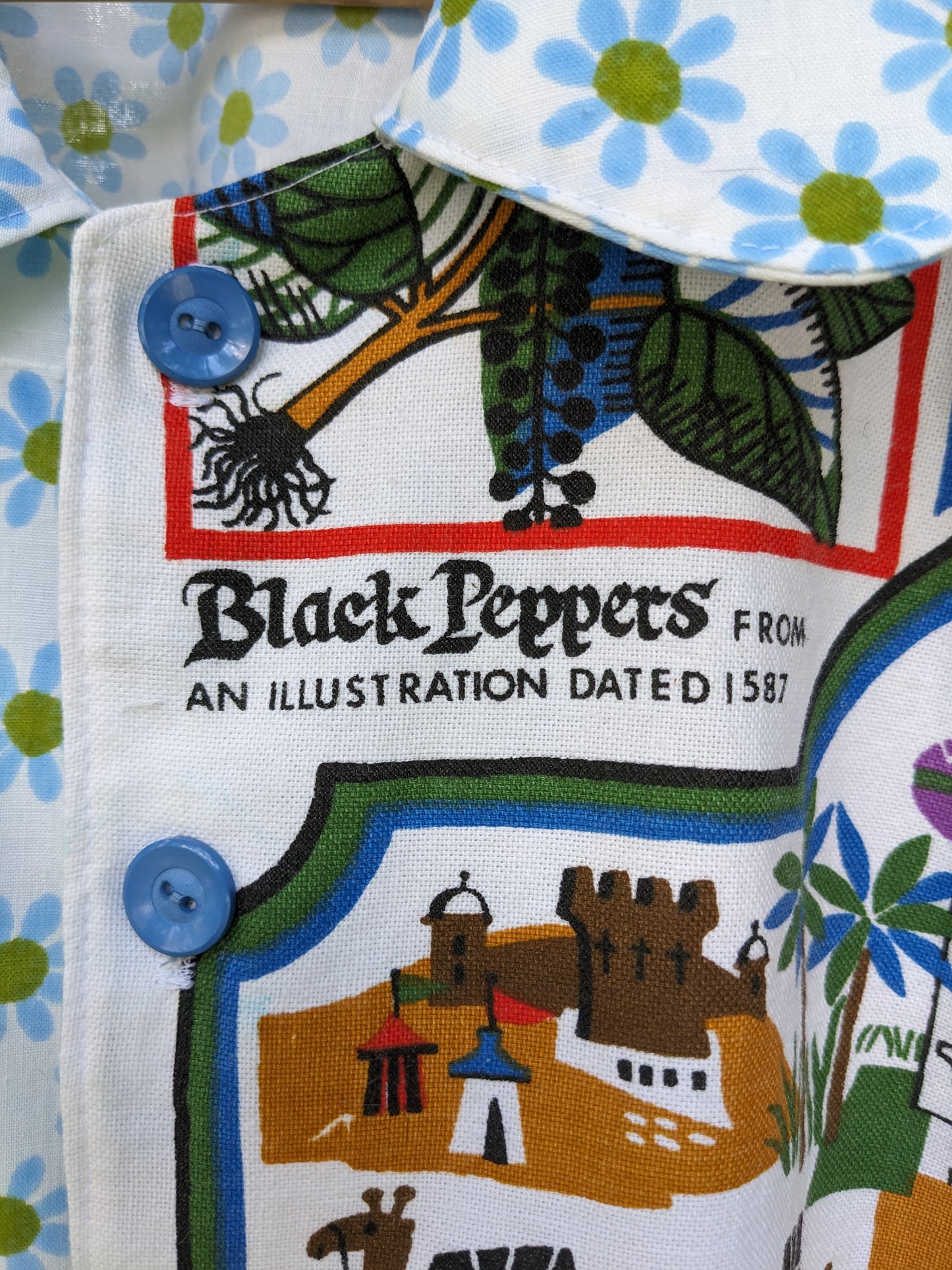 Handmade "Spice Trade" Vintage Teatowel Shirt;