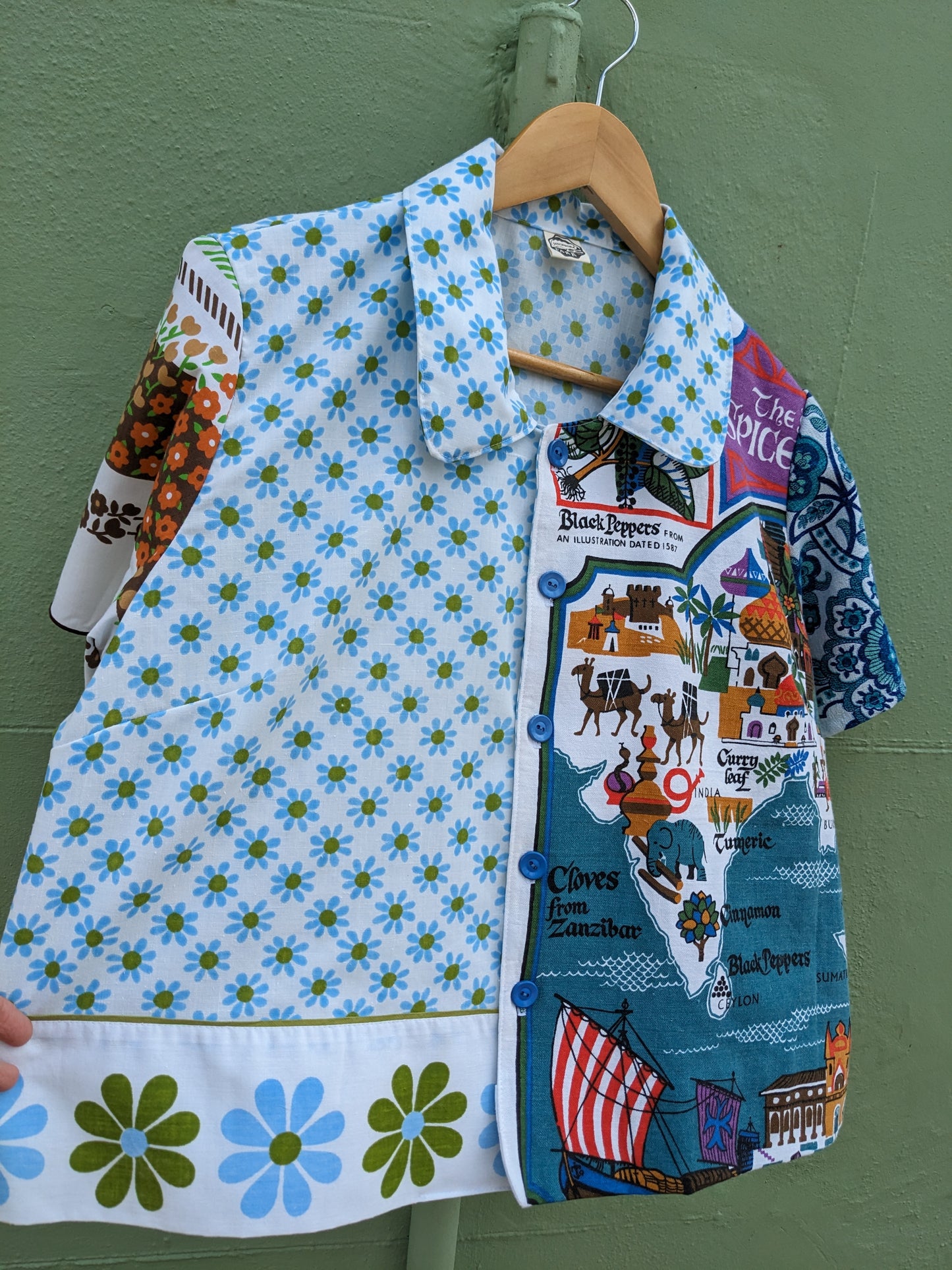 Handmade "Spice Trade" Vintage Teatowel Shirt;