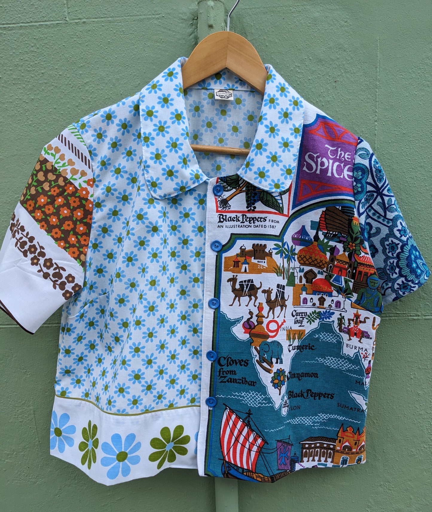 Handmade "Spice Trade" Vintage Teatowel Shirt;