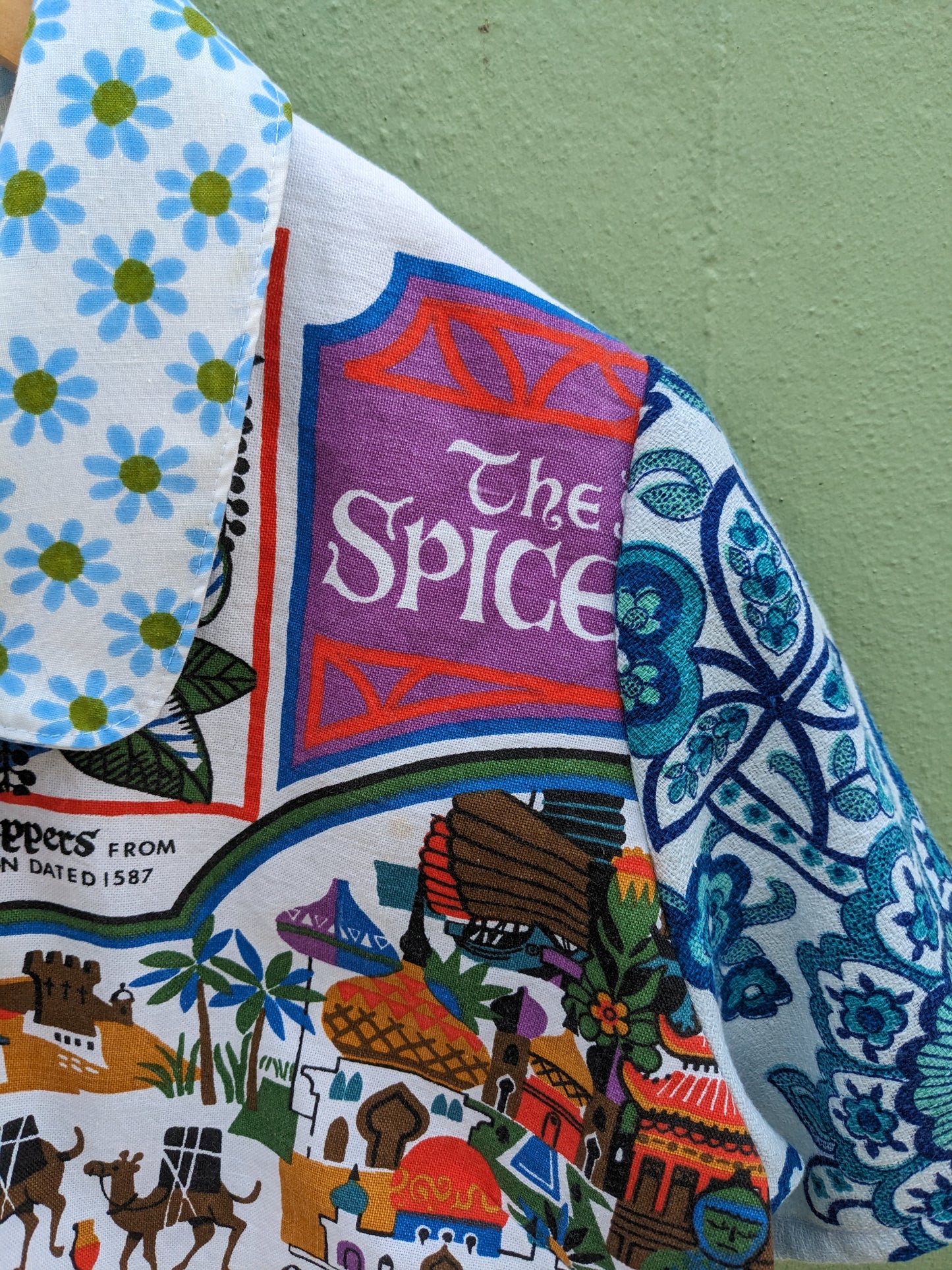 Handmade "Spice Trade" Vintage Teatowel Shirt;