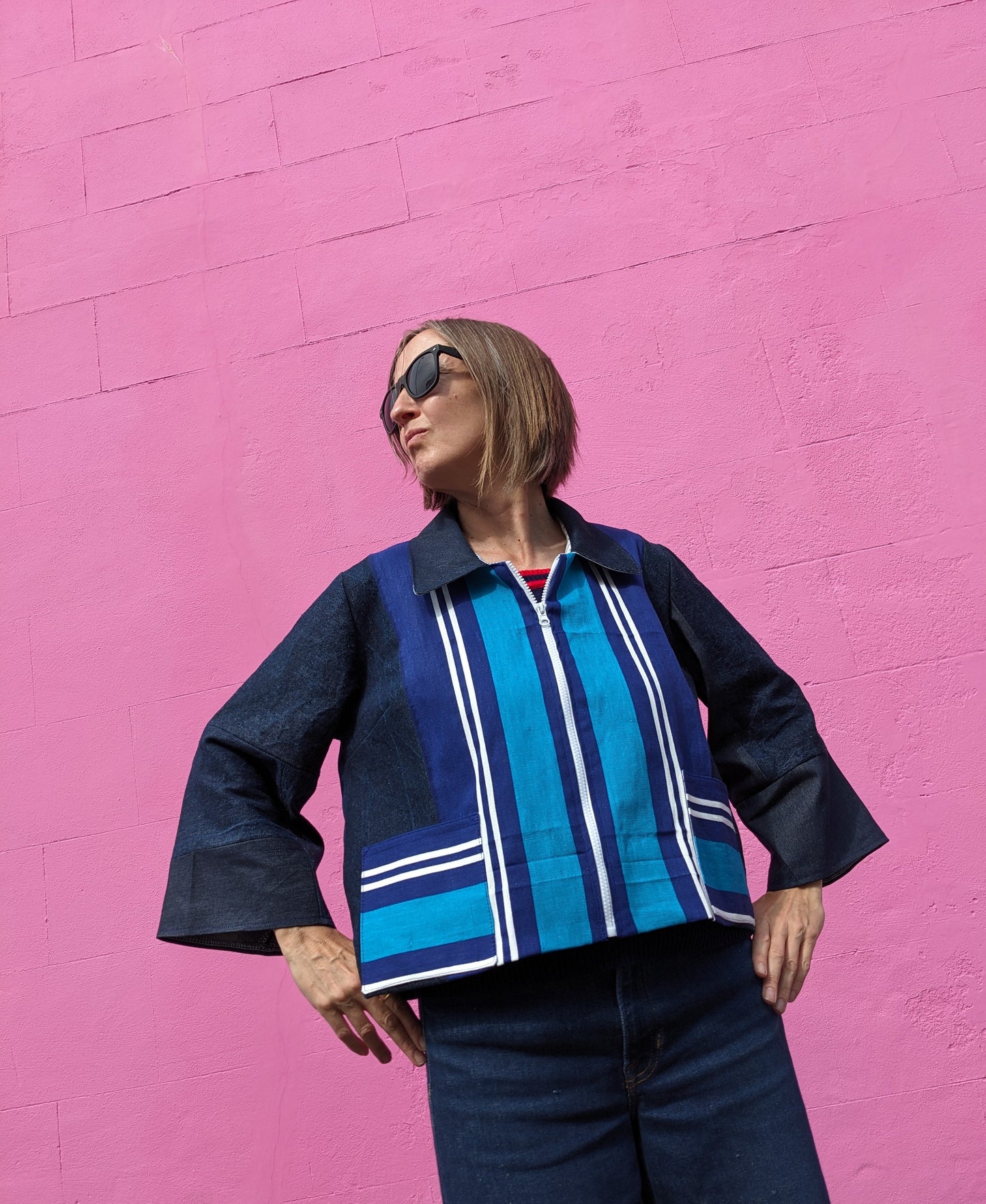 Handmade Vintage Denim/Stripey Canvas Jacket