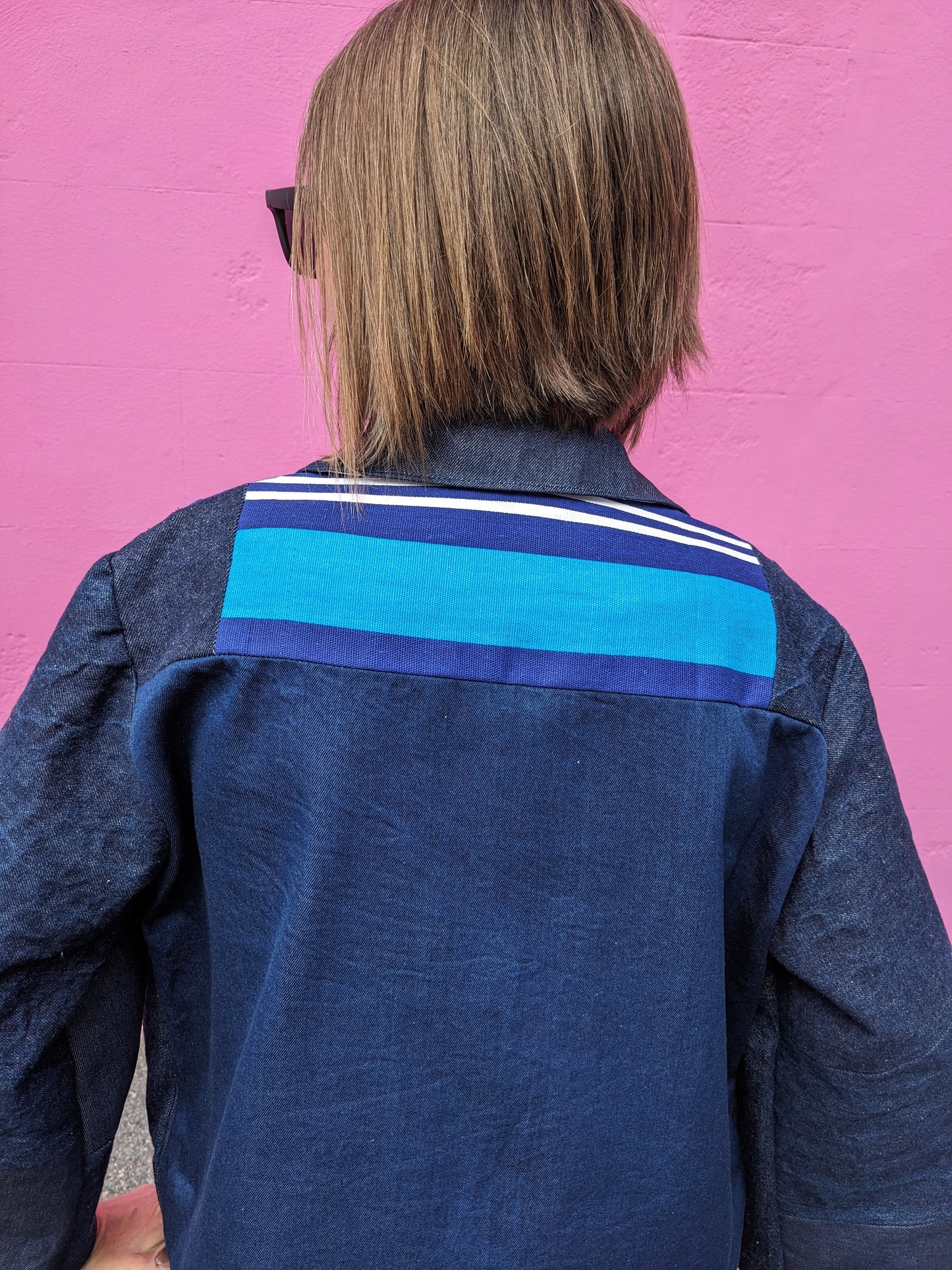 Handmade Vintage Denim/Stripey Canvas Jacket