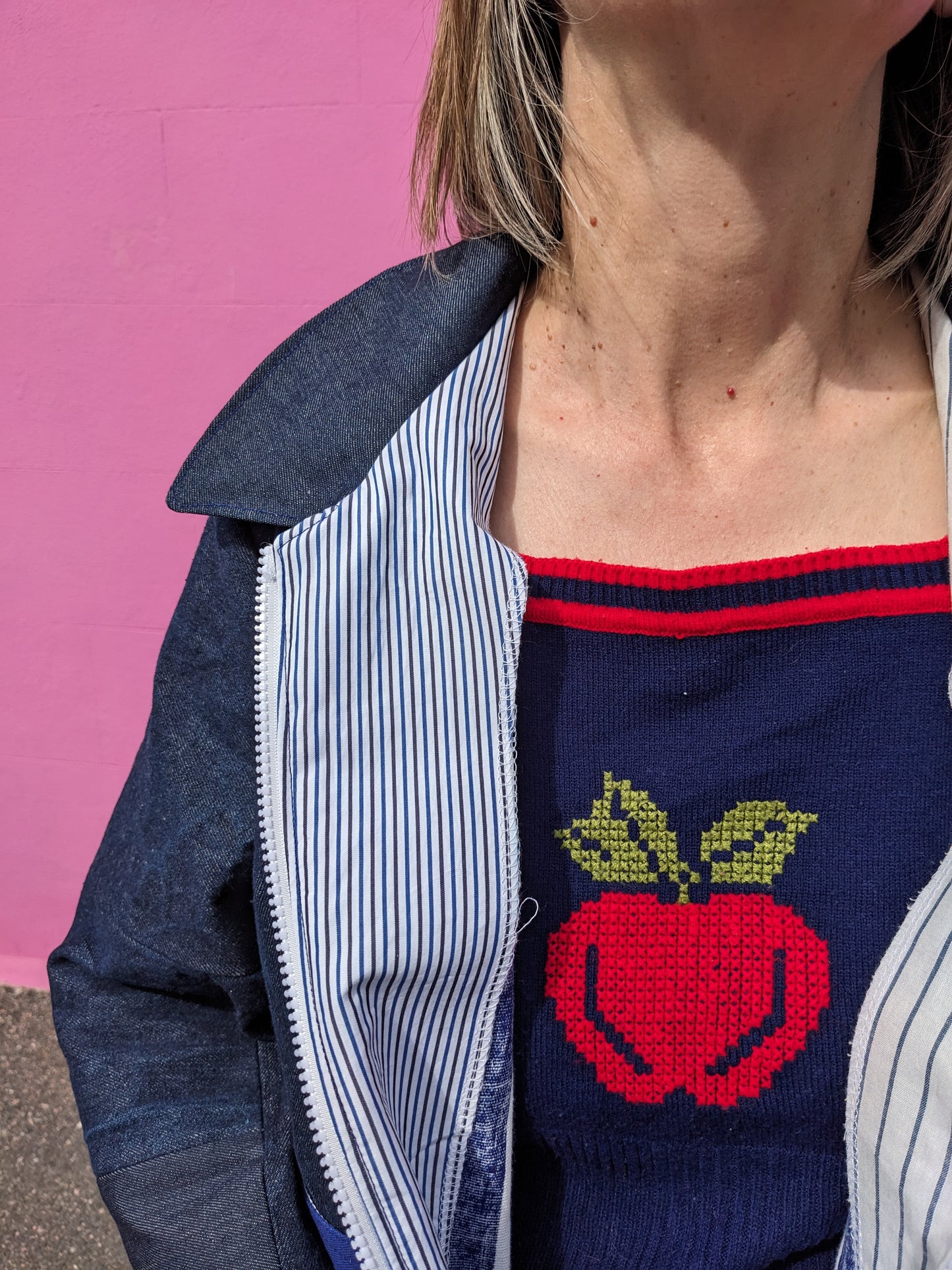 Handmade Vintage Denim/Stripey Canvas Jacket