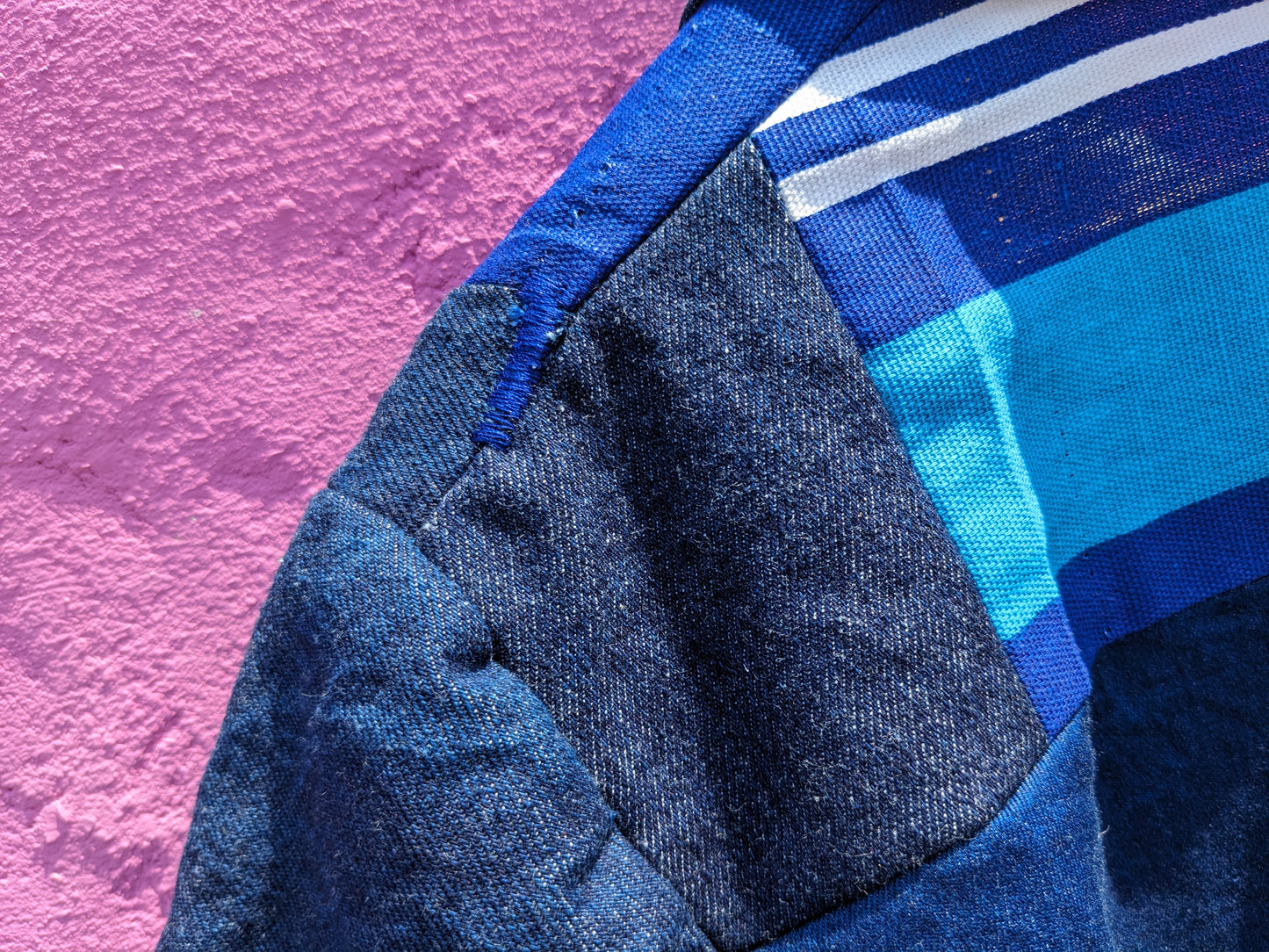 Handmade Vintage Denim/Stripey Canvas Jacket
