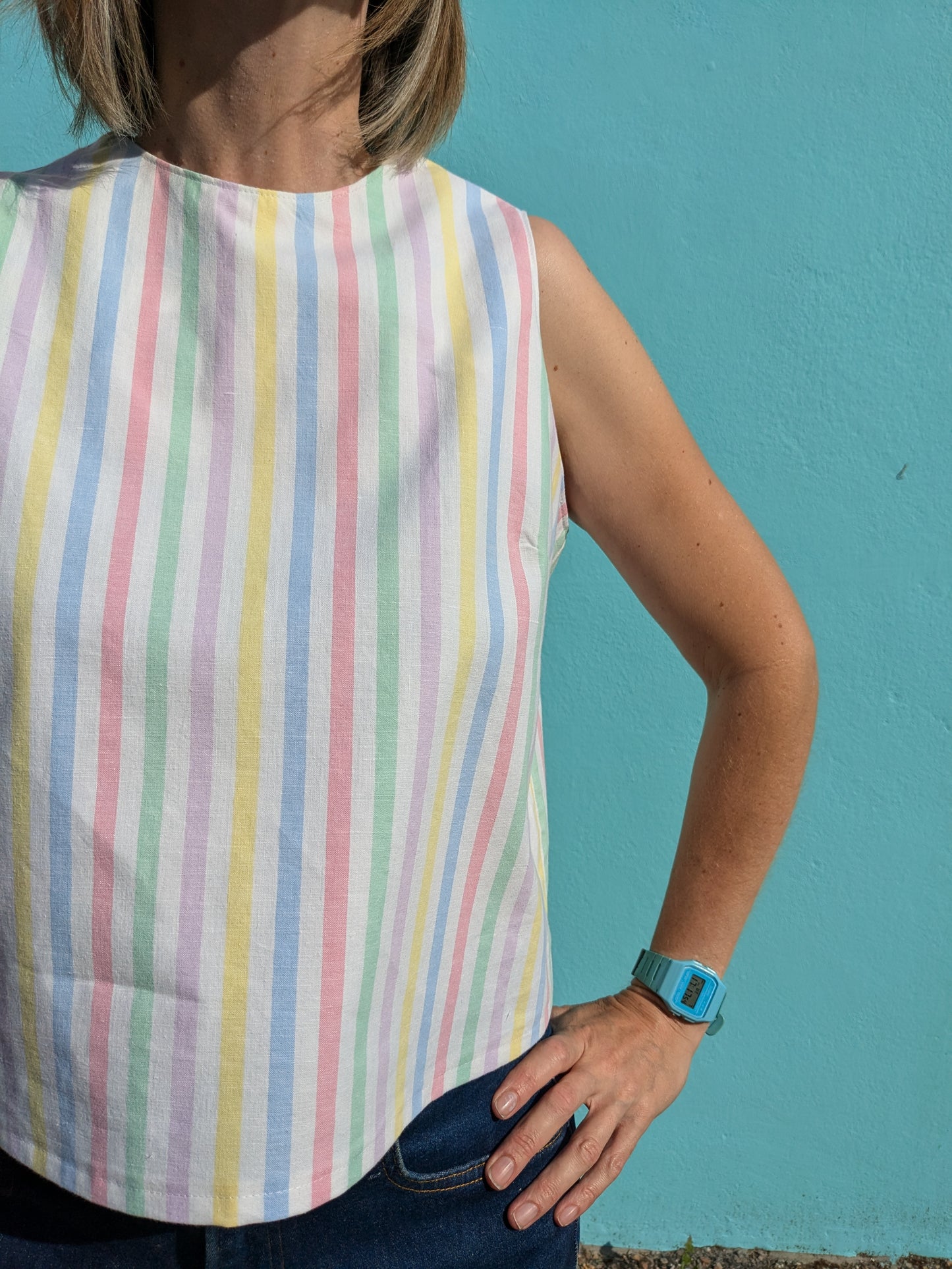 Handmade Vintage Candy Stripe Sleeveless Top