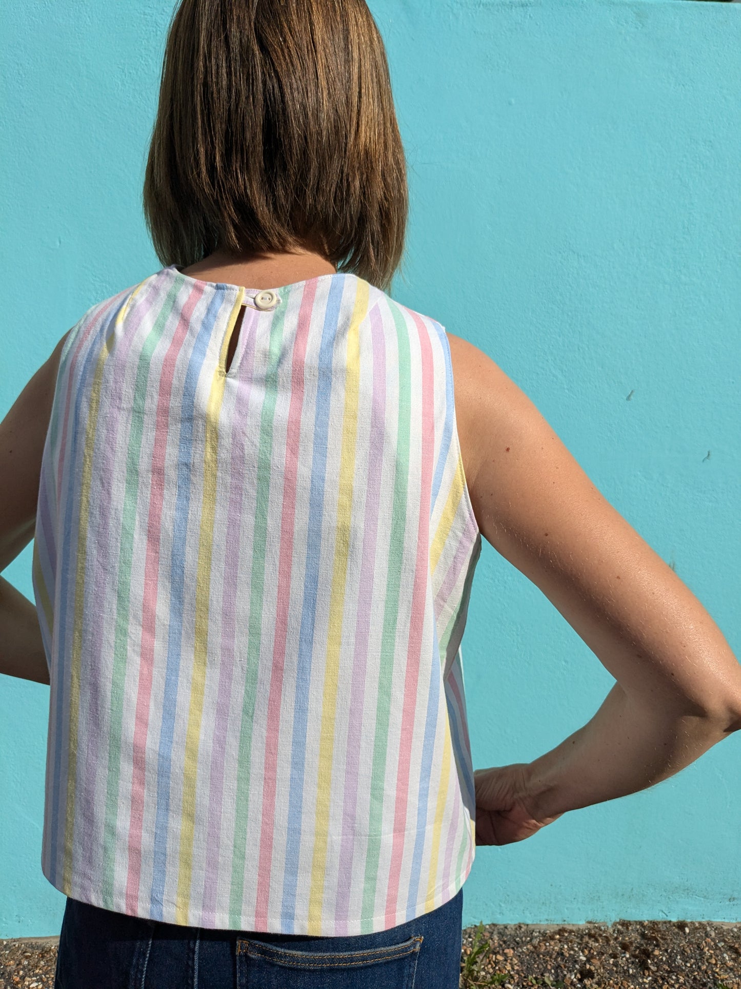 Handmade Vintage Candy Stripe Sleeveless Top