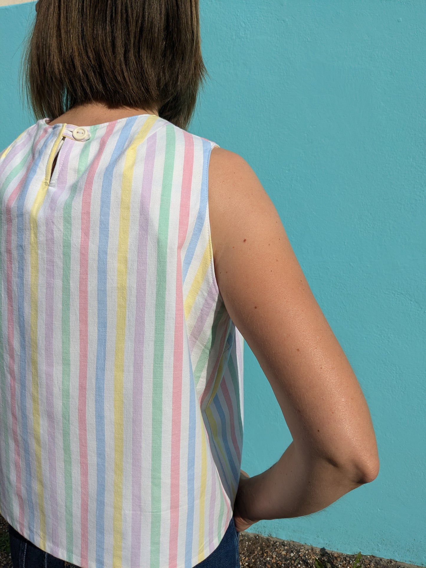 Handmade Vintage Candy Stripe Sleeveless Top