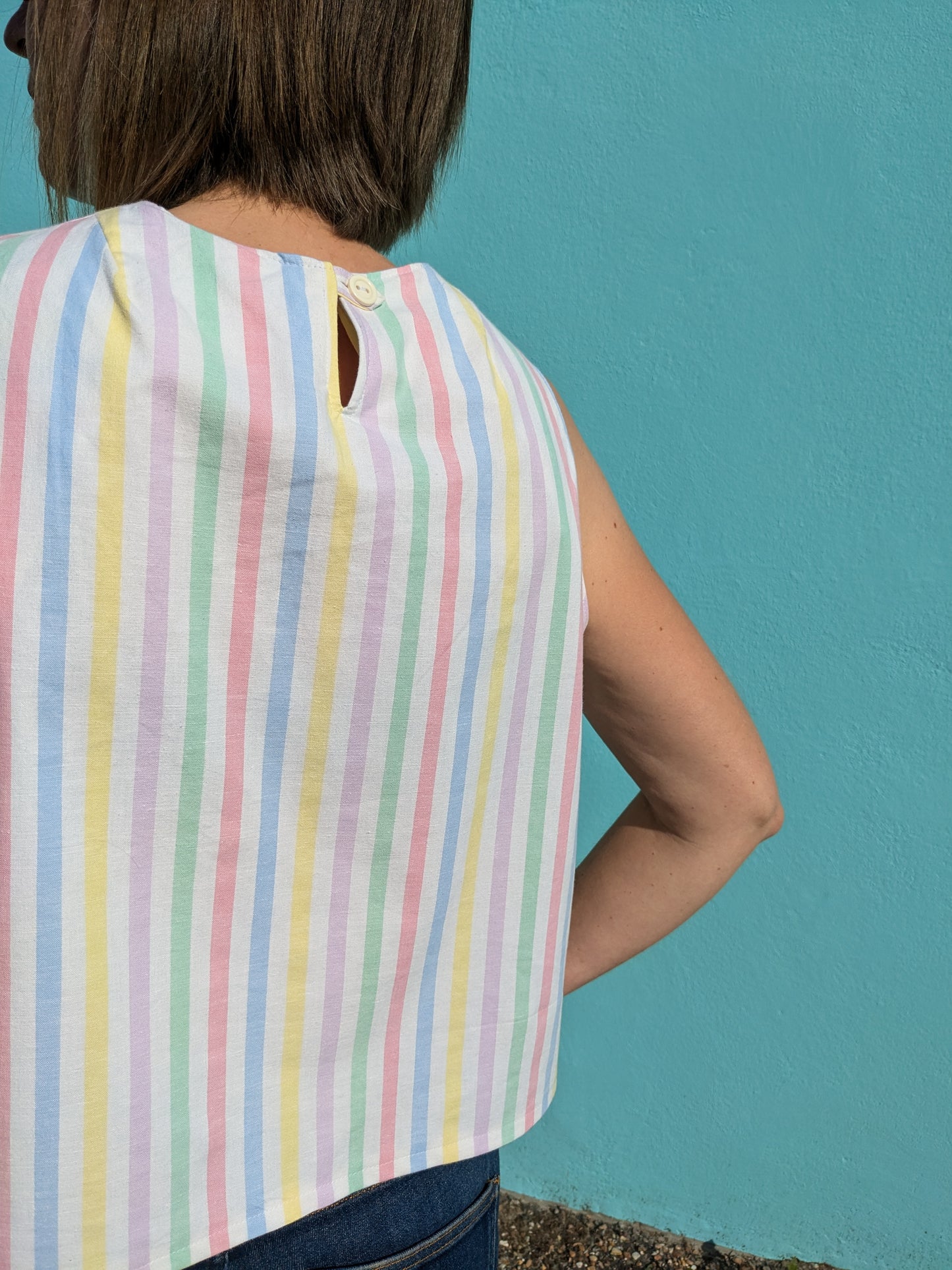 Handmade Vintage Candy Stripe Sleeveless Top