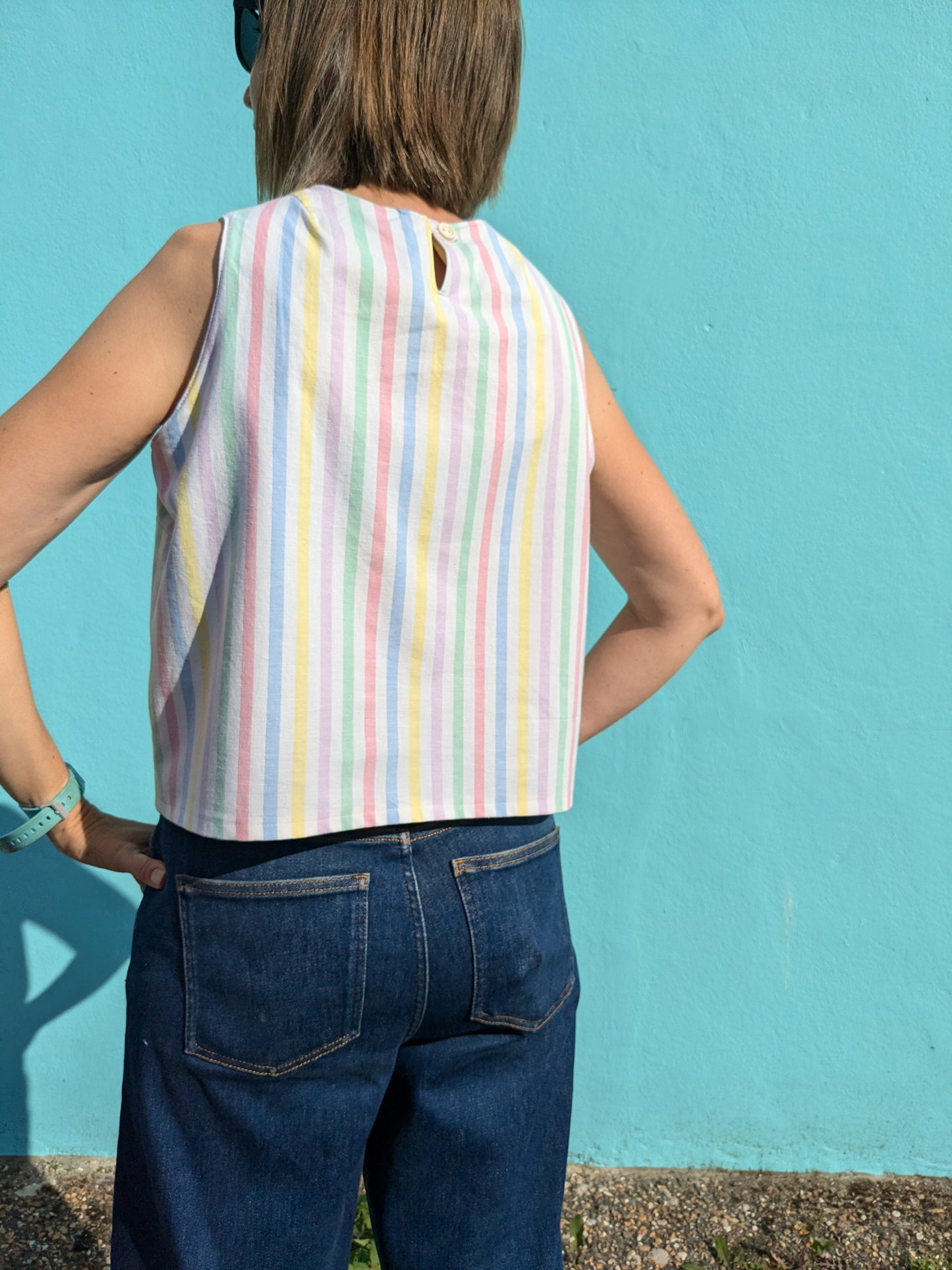 Handmade Vintage Candy Stripe Sleeveless Top