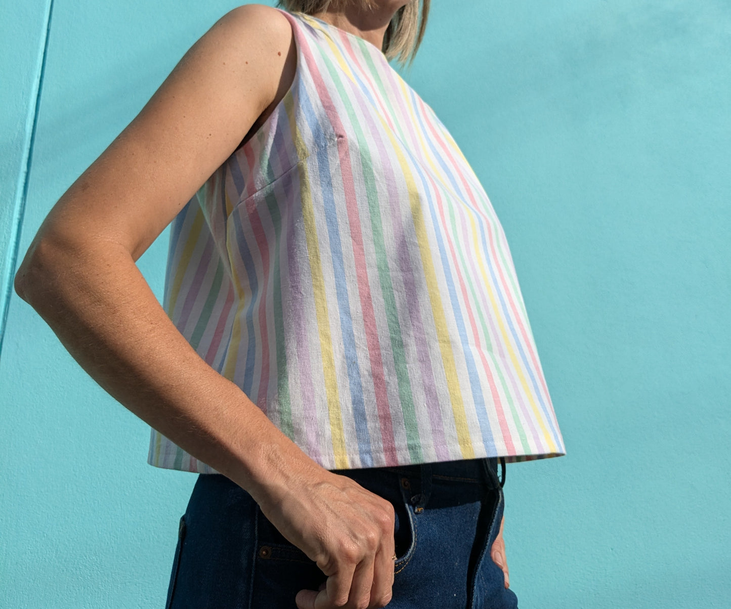 Handmade Vintage Candy Stripe Sleeveless Top