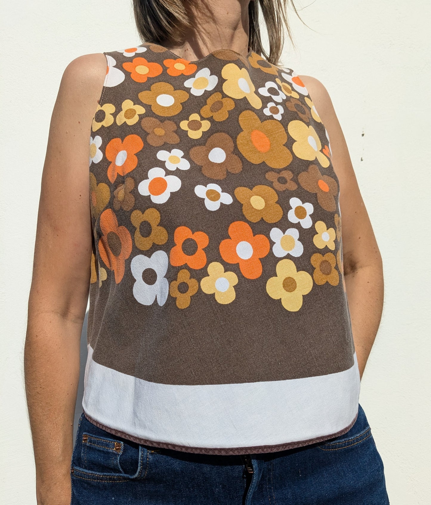 Handmade Vintage Daisy Print Tablecoth Top