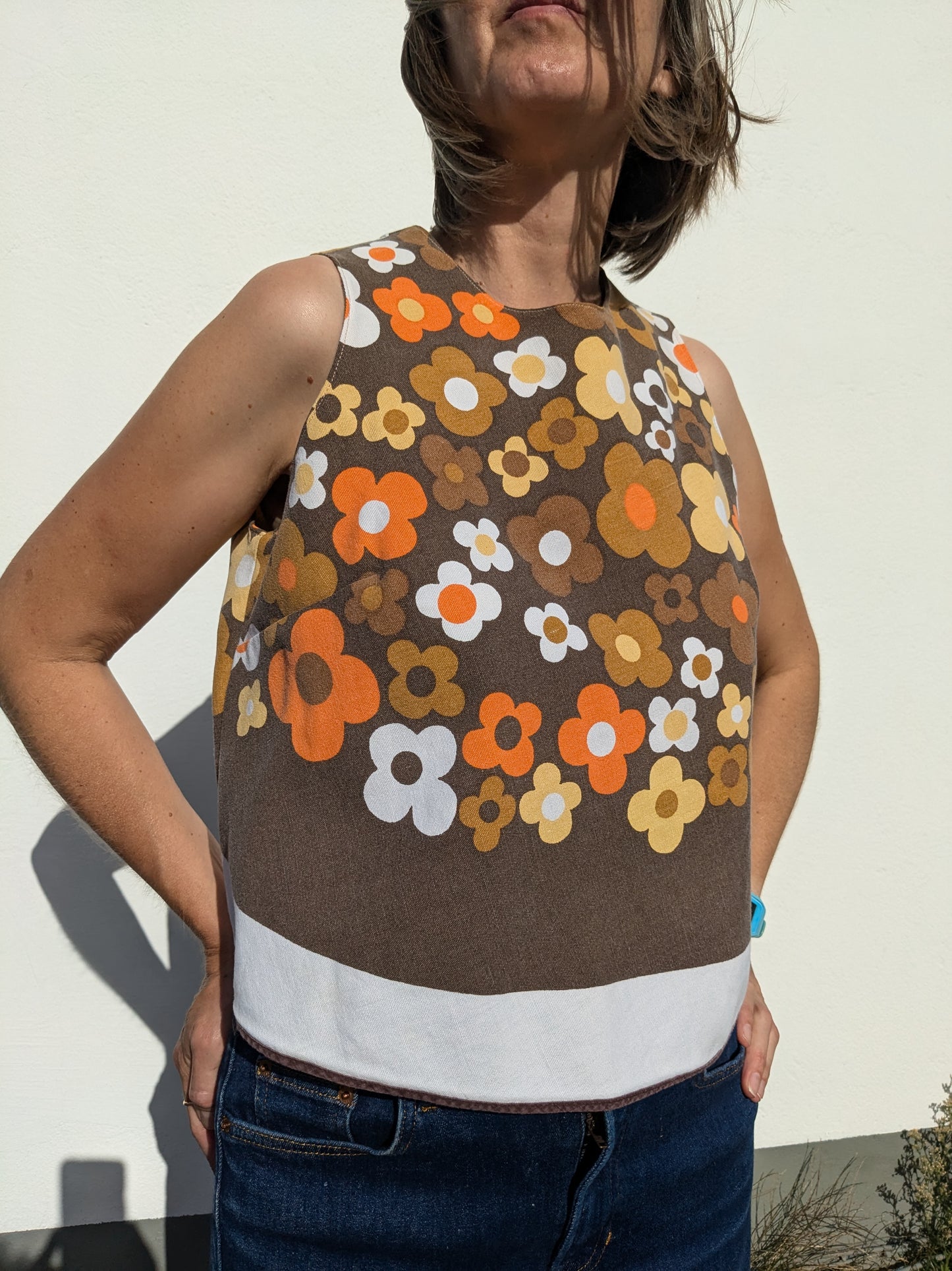 Handmade Vintage Daisy Print Tablecoth Top