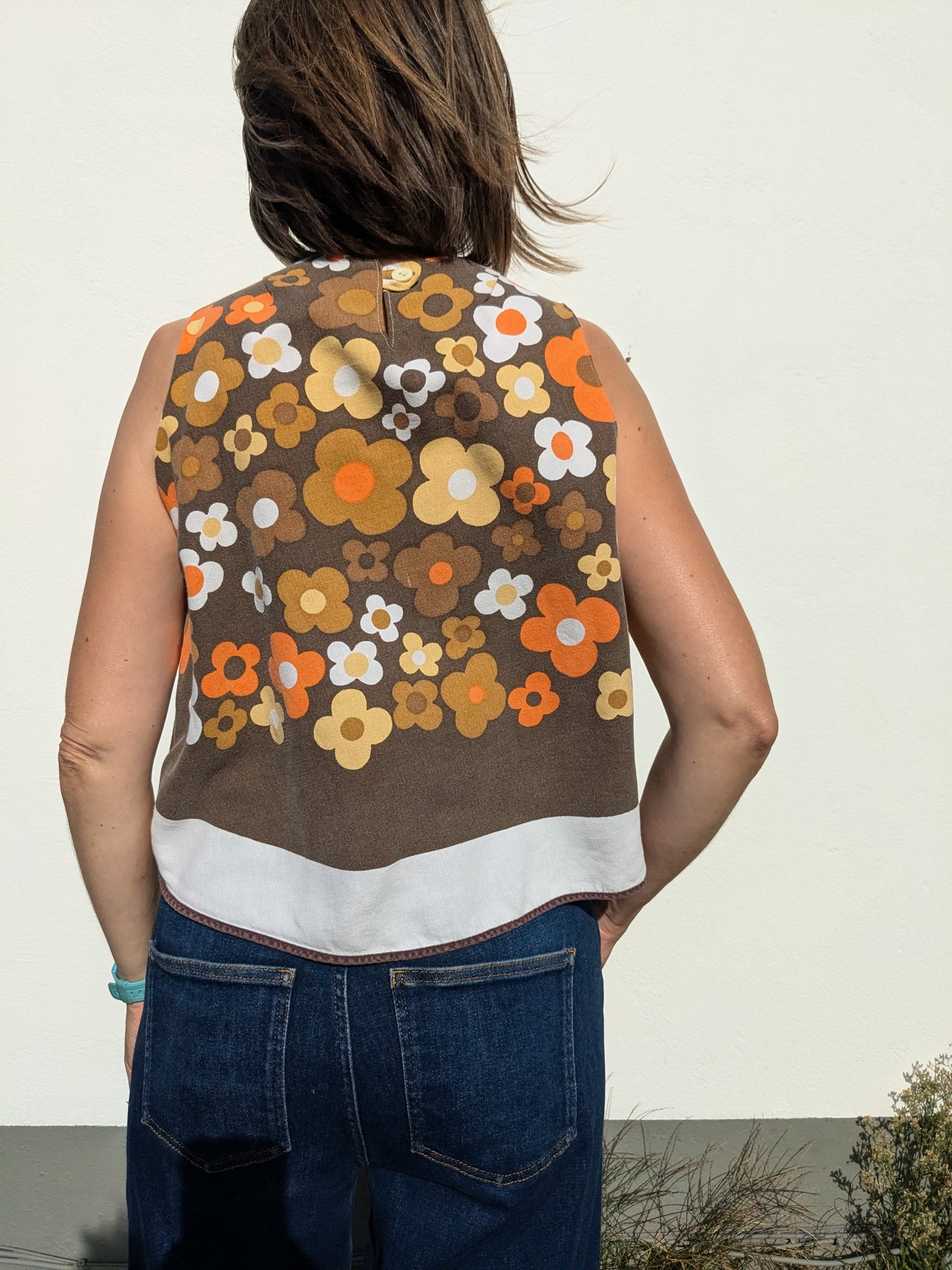 Handmade Vintage Daisy Print Tablecoth Top
