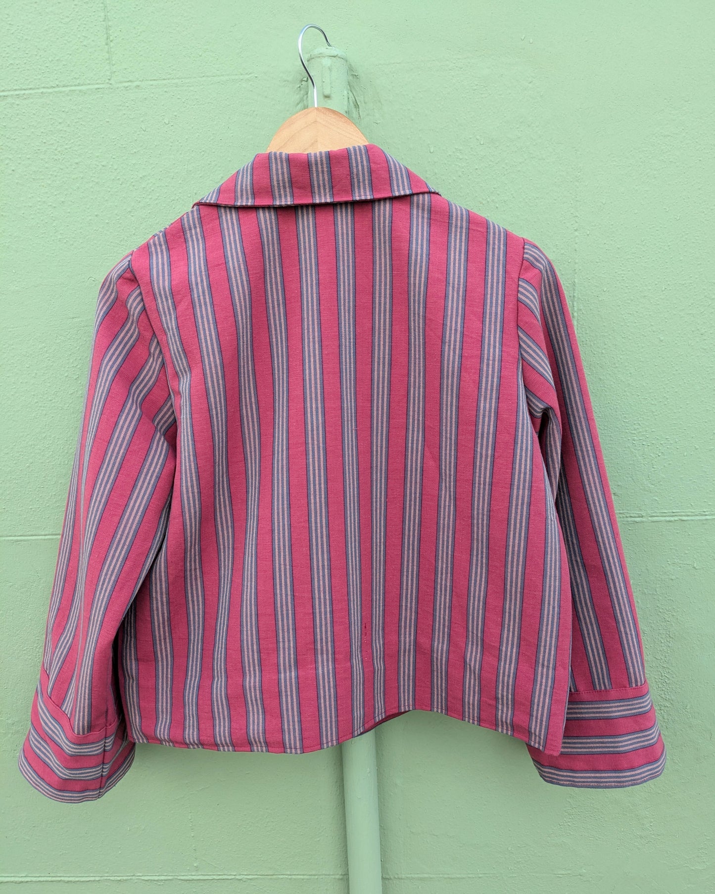 Handmade Vintage Rhubarb Stripe Zip Up Jacket