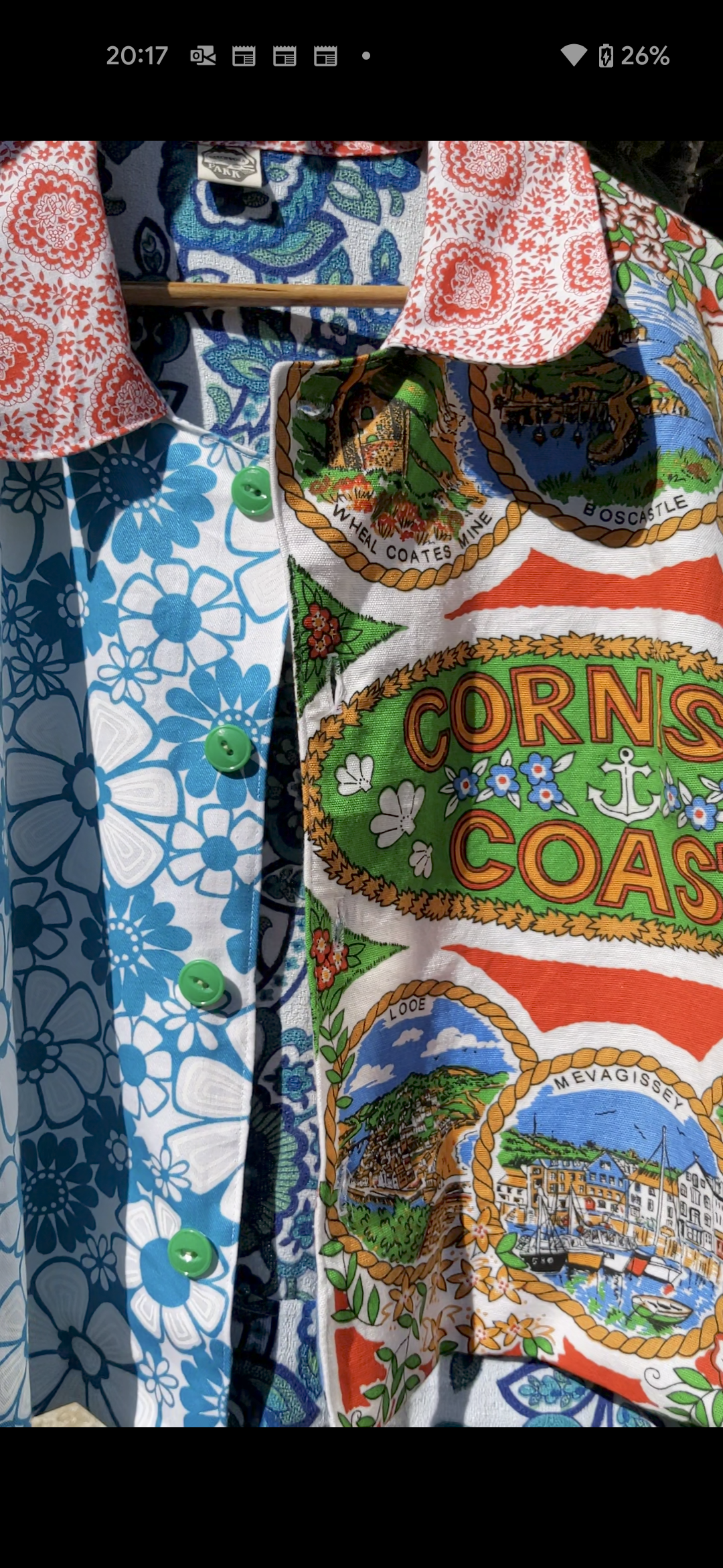 Handmade Vintage Cornish Teatowel Shirt