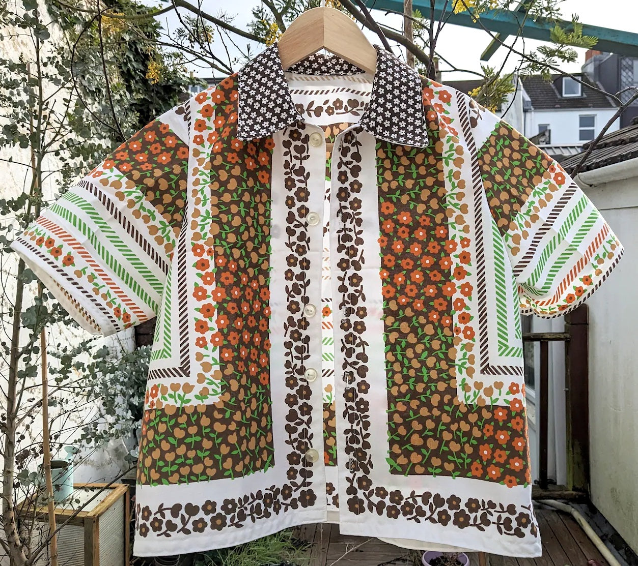 Vintage Border Print Tablecloth Shirt