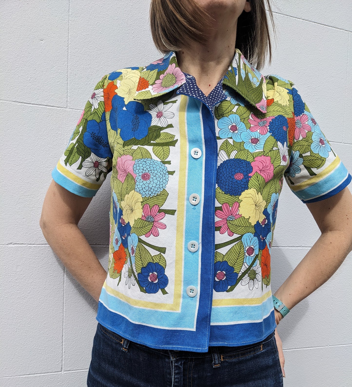 Handmade Vintage Tablecloth Floral Shirt