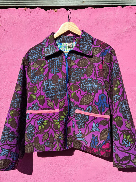 Handmade Vintage Zip up Patterned Jacket