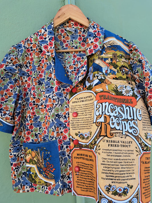 Handmade Vintage Lancashire Recipes Teatowel Shirt