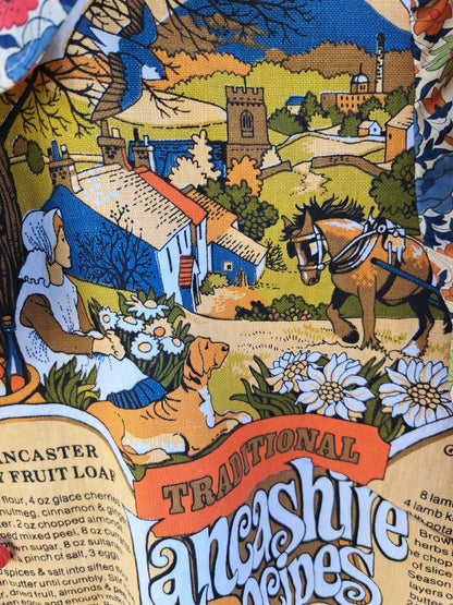 Handmade Vintage Lancashire Recipes Teatowel Shirt