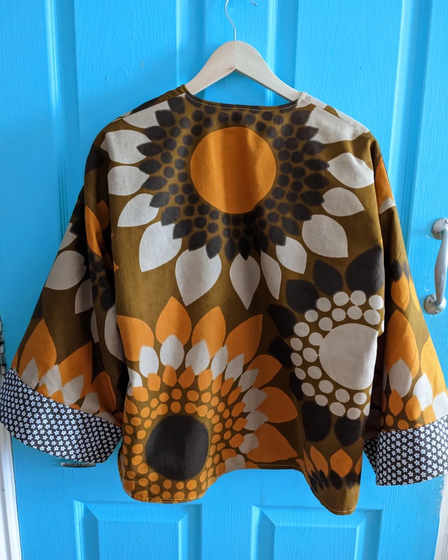 Vintage Sunflower Print Kimono-Style Jacket