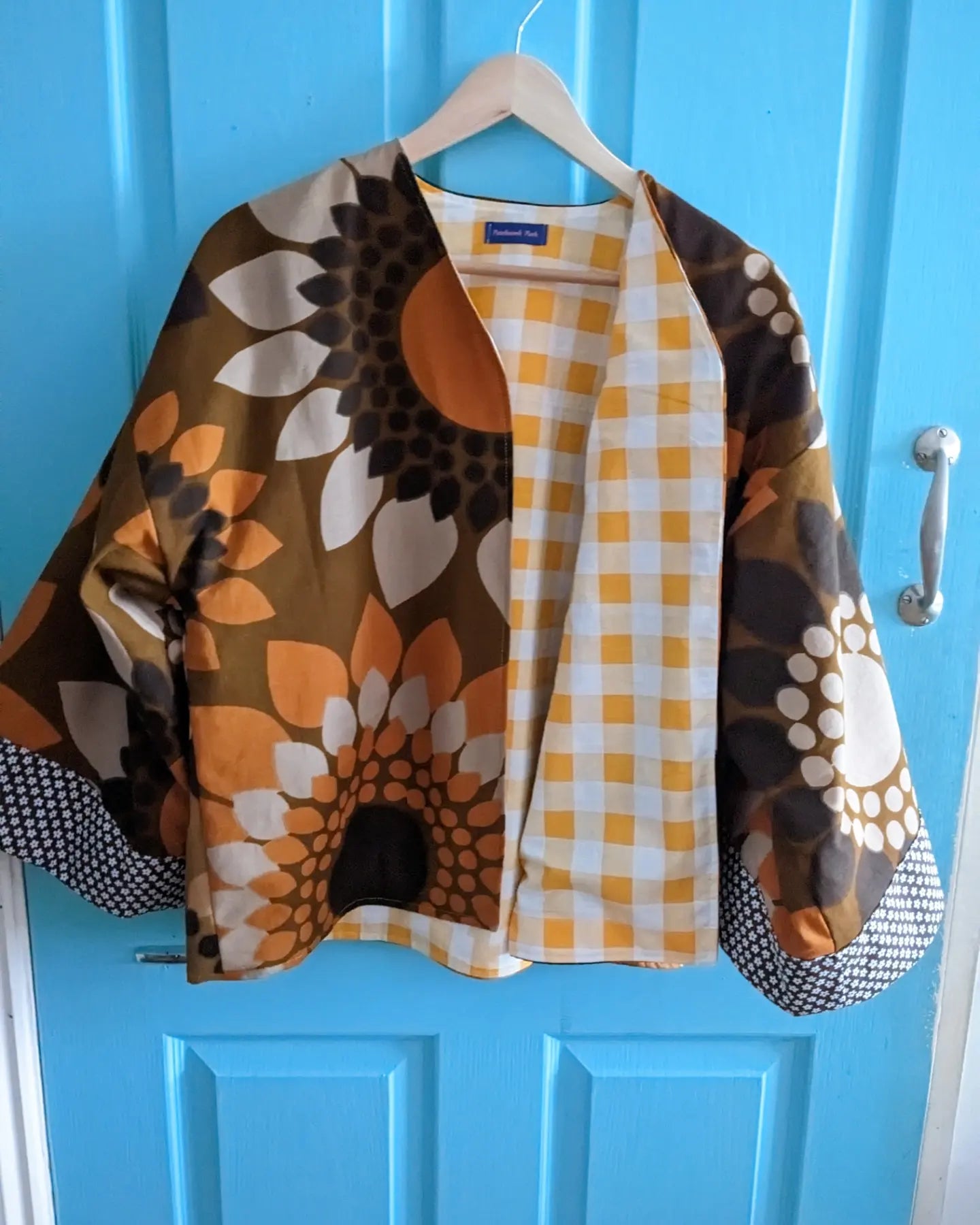 Vintage Sunflower Print Kimono-Style Jacket