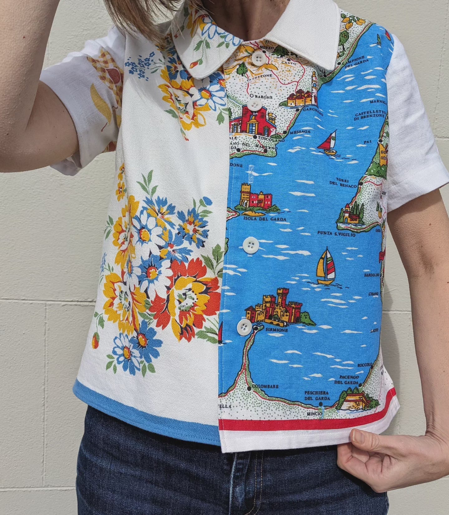 Handmade Floral Teatowel/Pictoral Shirt