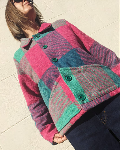 Vintage Woolen Check Blanket Jacket