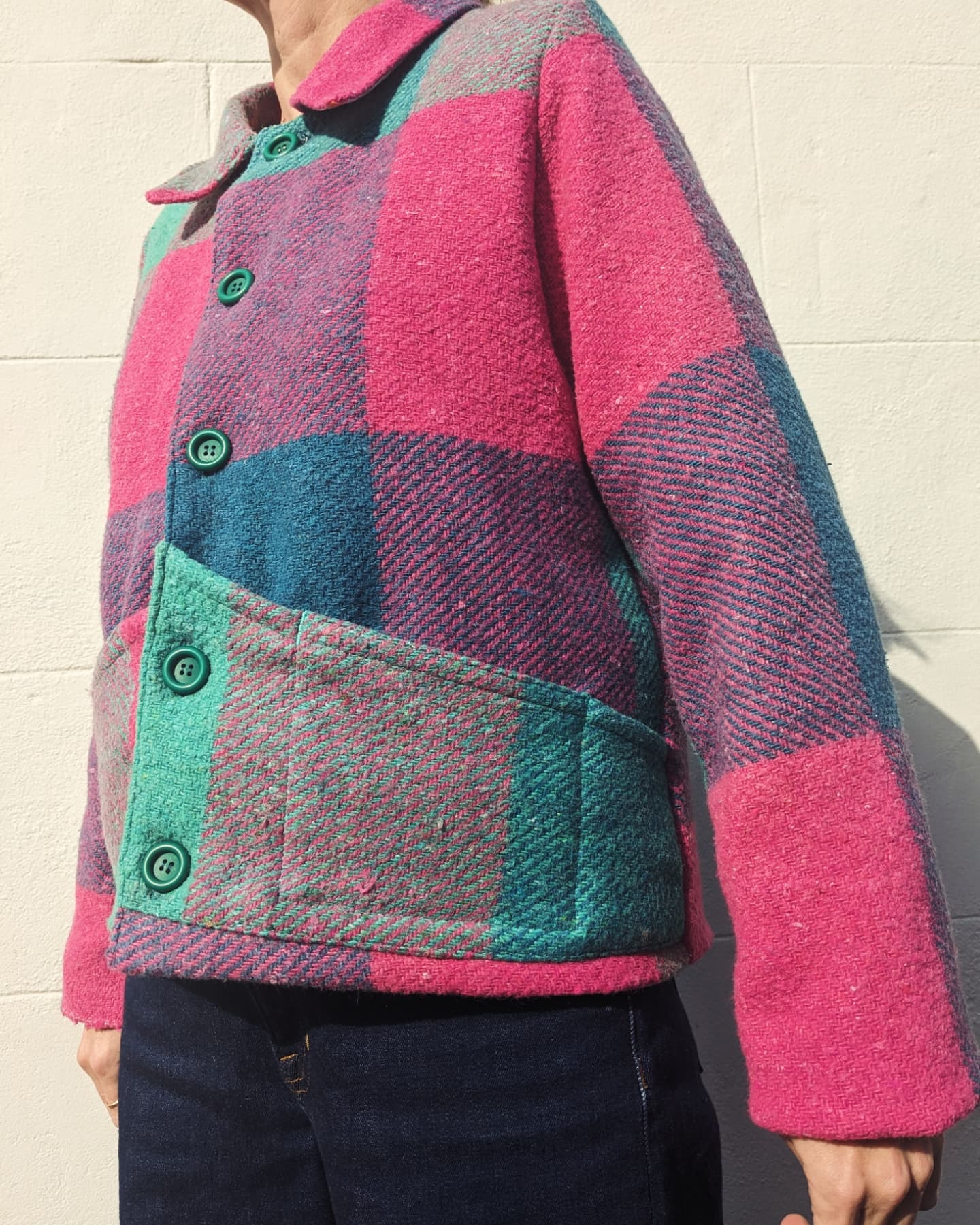 Vintage Woolen Check Blanket Jacket