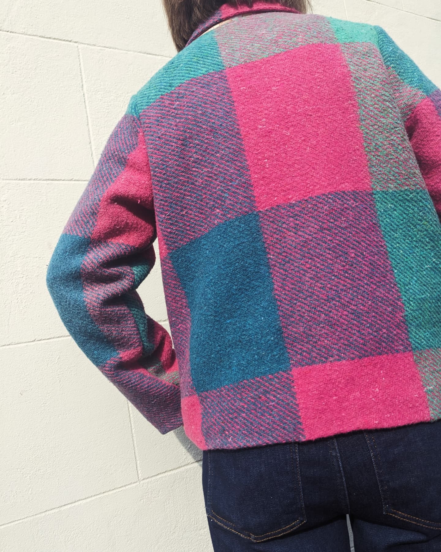 Vintage Woolen Check Blanket Jacket